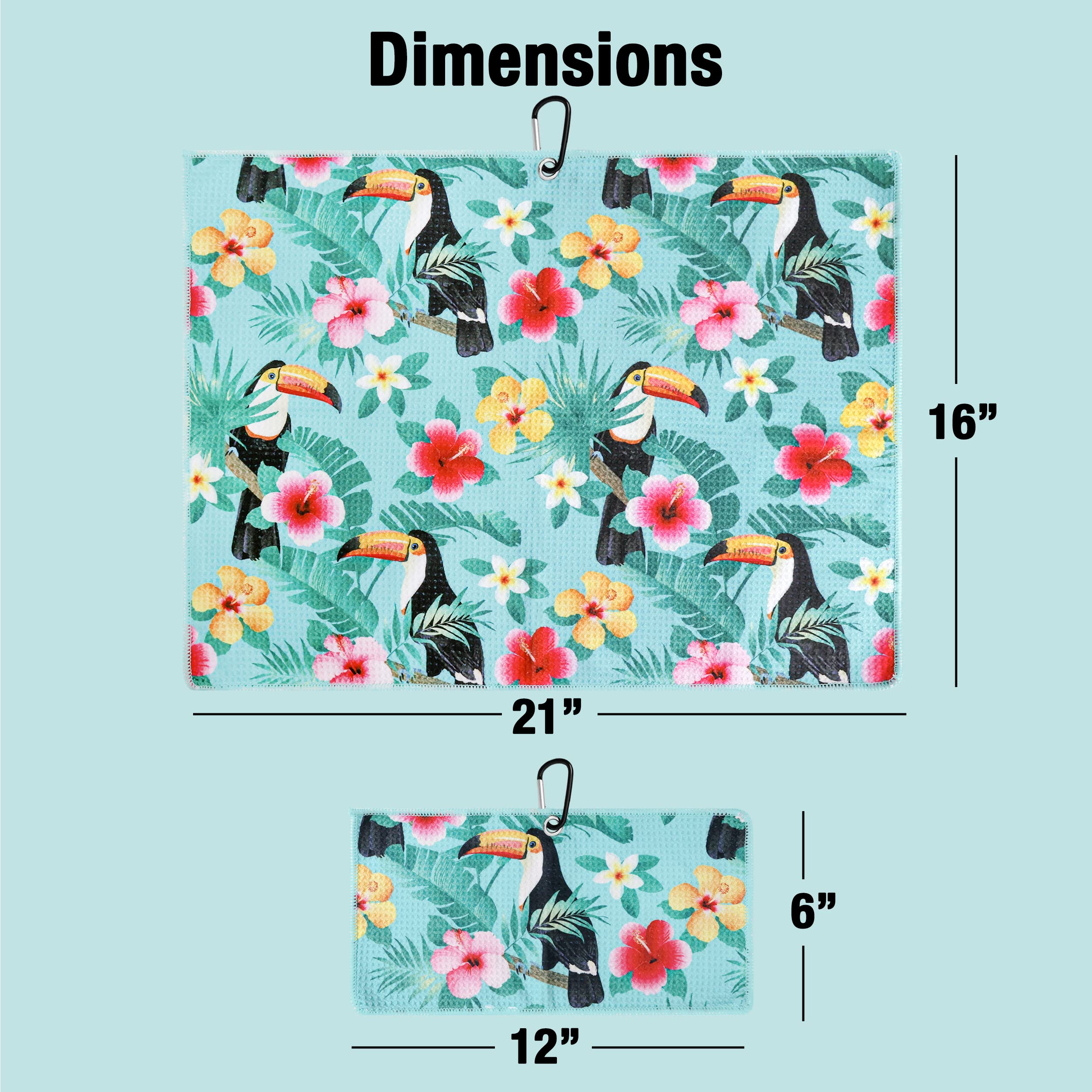 Playing It Forward Toucan Bahamas Golf Towel with Clip for Women and Men  Microfiber Waffle and Ball Towels  Set of 2