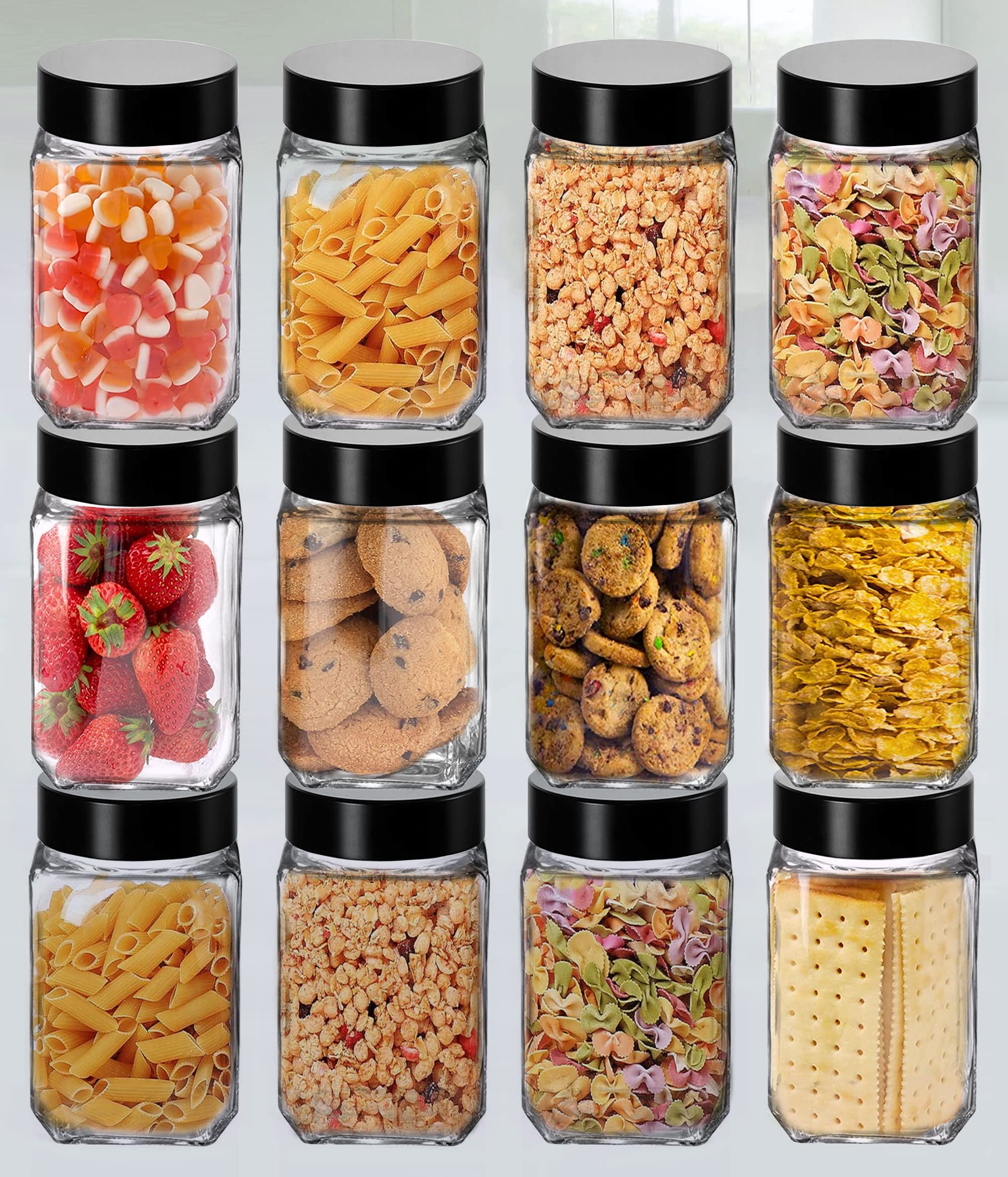 Brezzycloud Cubical Square 300ml Transparent Glass Jars & Containers for Kitchen, Cube Storage Glass Jar, 300 ml Each, Transpare