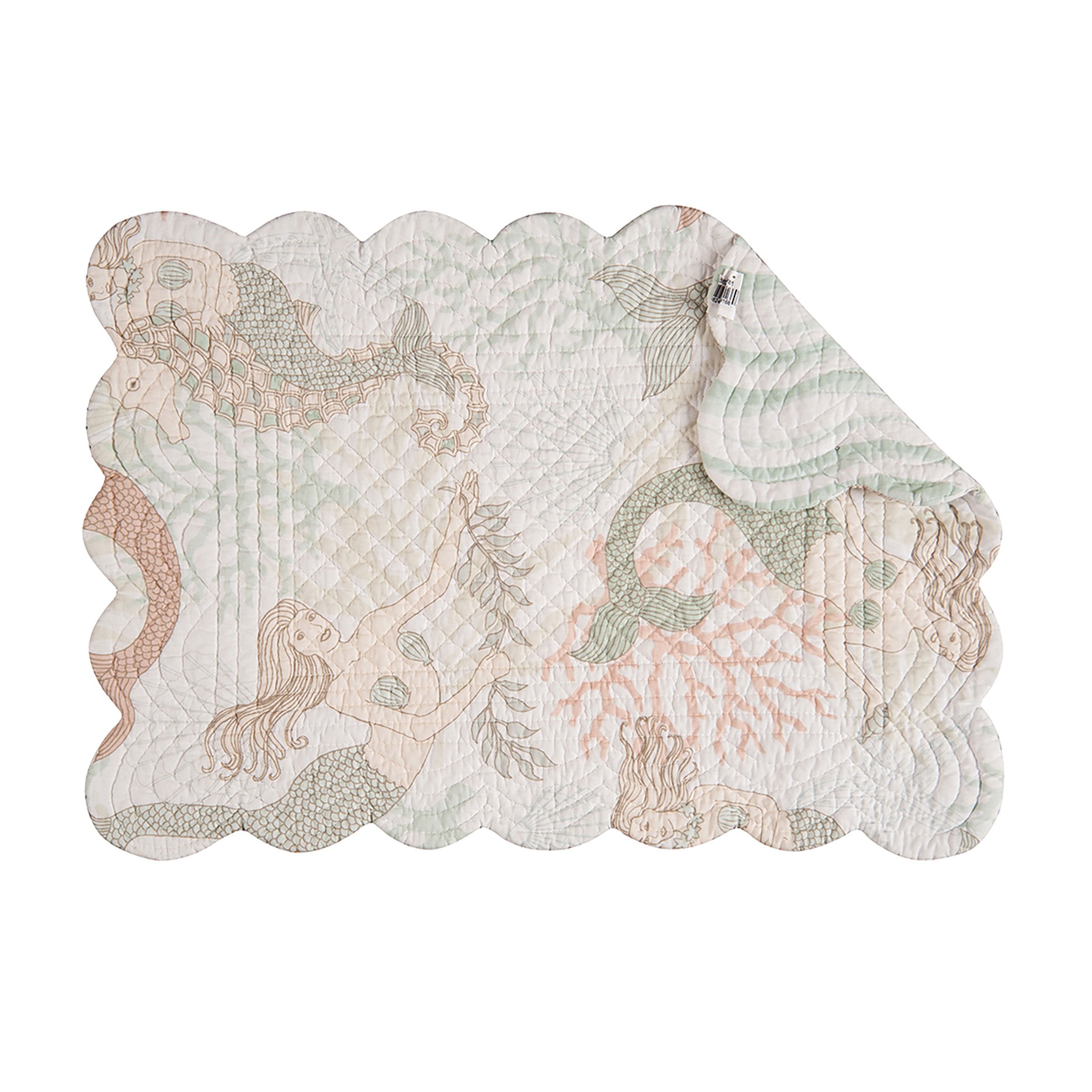 C&F Home Mystic Echoes Rectangle Placemat Set Of 6 Cotton Quilted Coastal Beach Reversible Machine Washable Table Top Table Line
