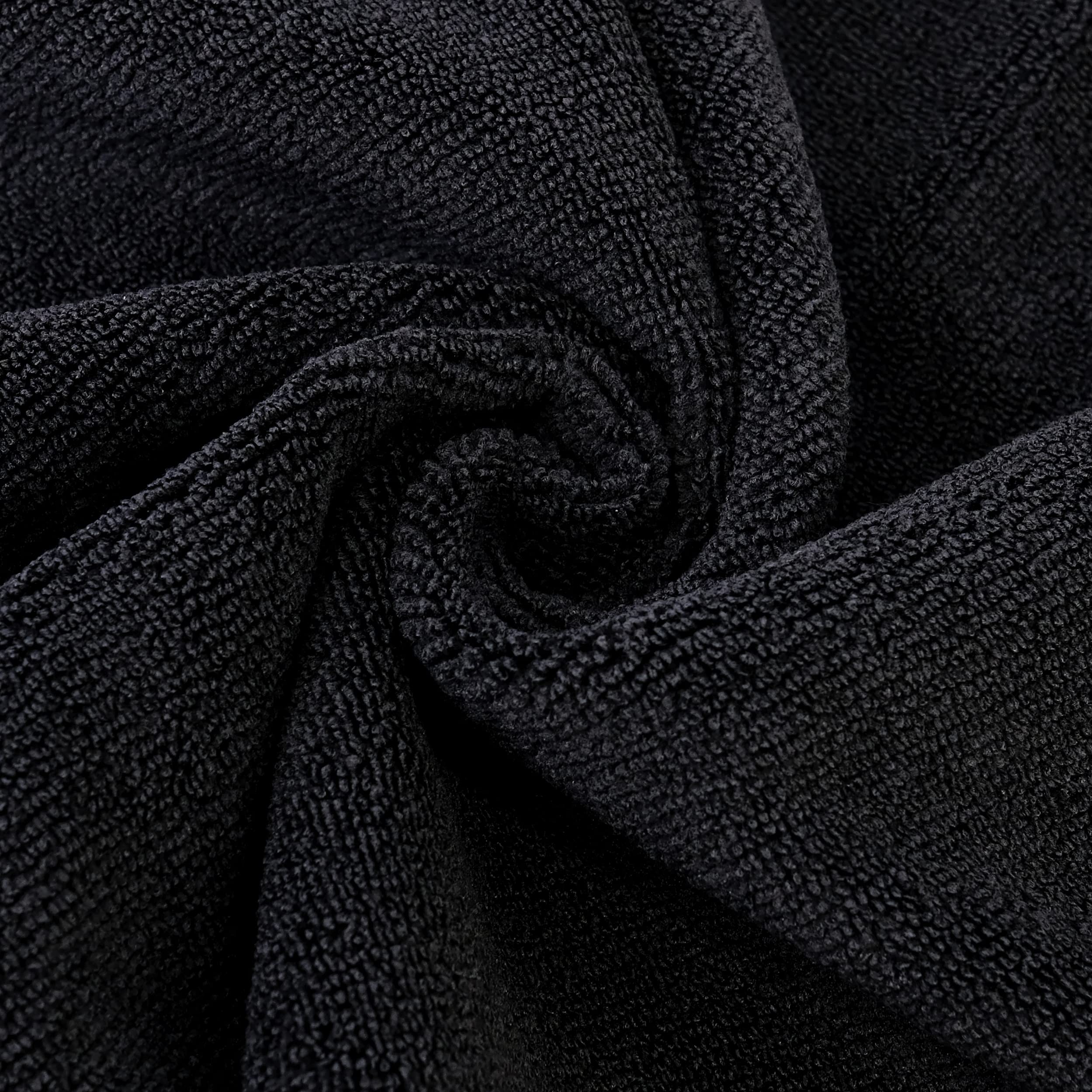 POLYTE Professional Quick Dry Lint Free Microfiber Hair Drying Salon Towel, 16 x 29 in, 12 Pack (Black)