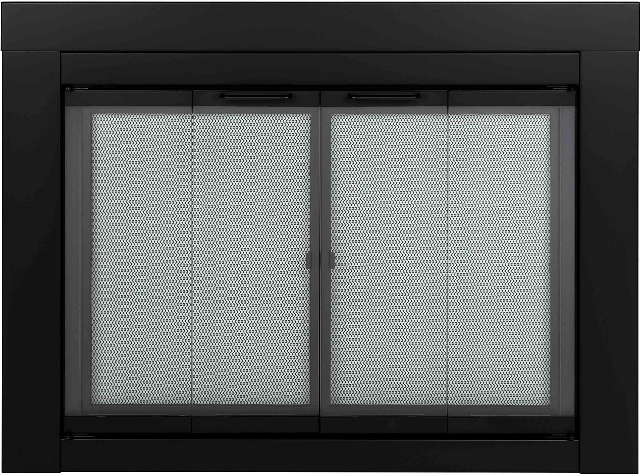 Pleasant Hearth At-1002 Ascot Fireplace Glass Door, Black, Large