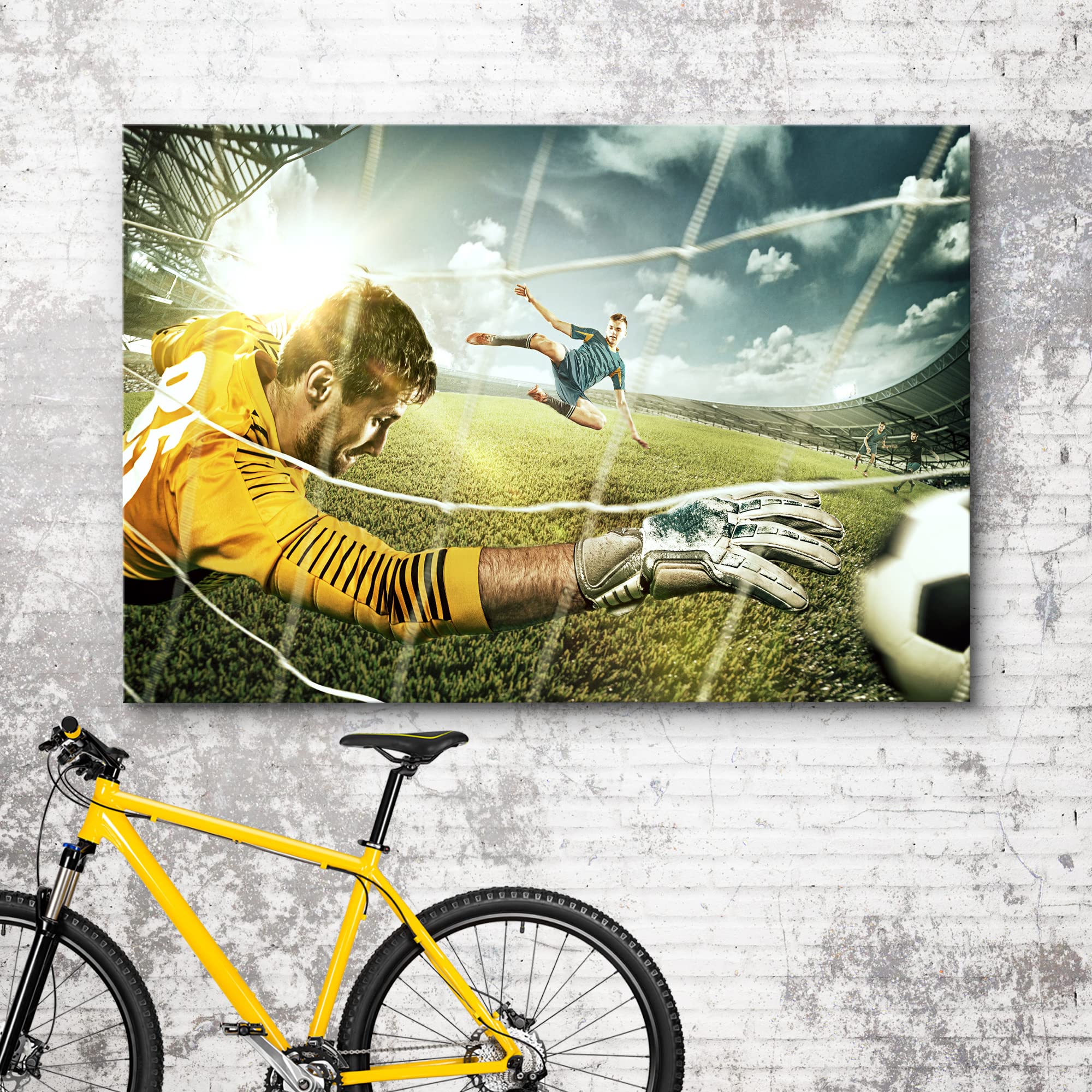 Wall26 Canvas Print Wall Art Vibrant Soccer Player Kicking Ball Into Goal Athletes Sports & Fitness Photography Realism Decorati