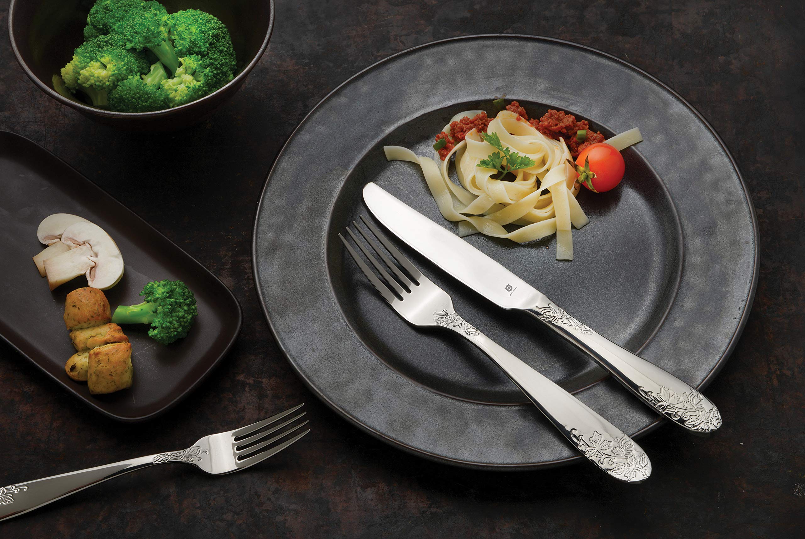 Danialli Imperial Silverware Set - 18/10 Stainless Steel Flatware Set For Elegant Dining - Dishwasher Safe Cutlery Set - Floral