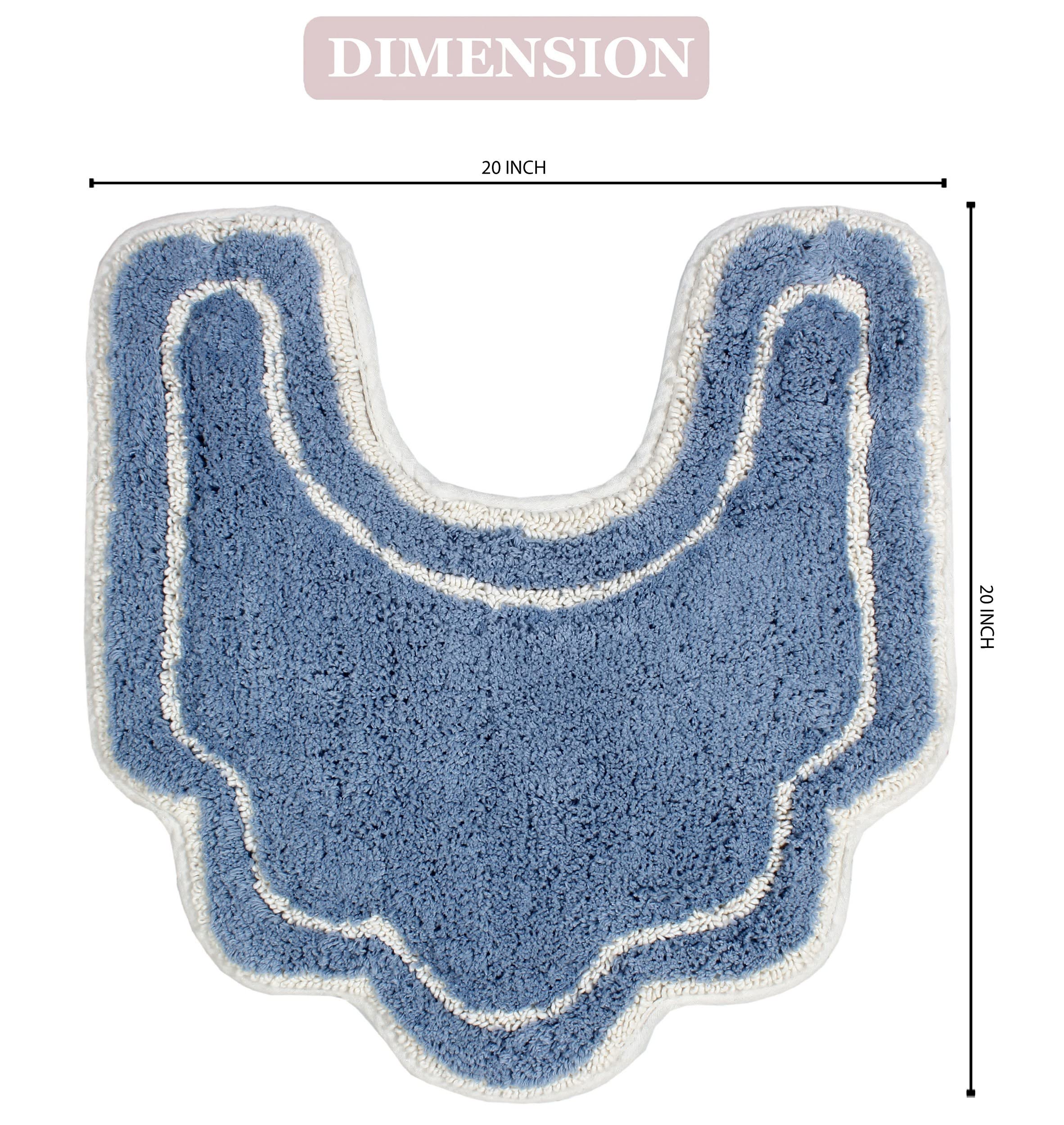 Home Weavers Allure Collection Toilet Rugs U Shaped Contour,Extra Thick Toilet Rug, Non-Slip Contour Mat For Bathroom, 100% Cott