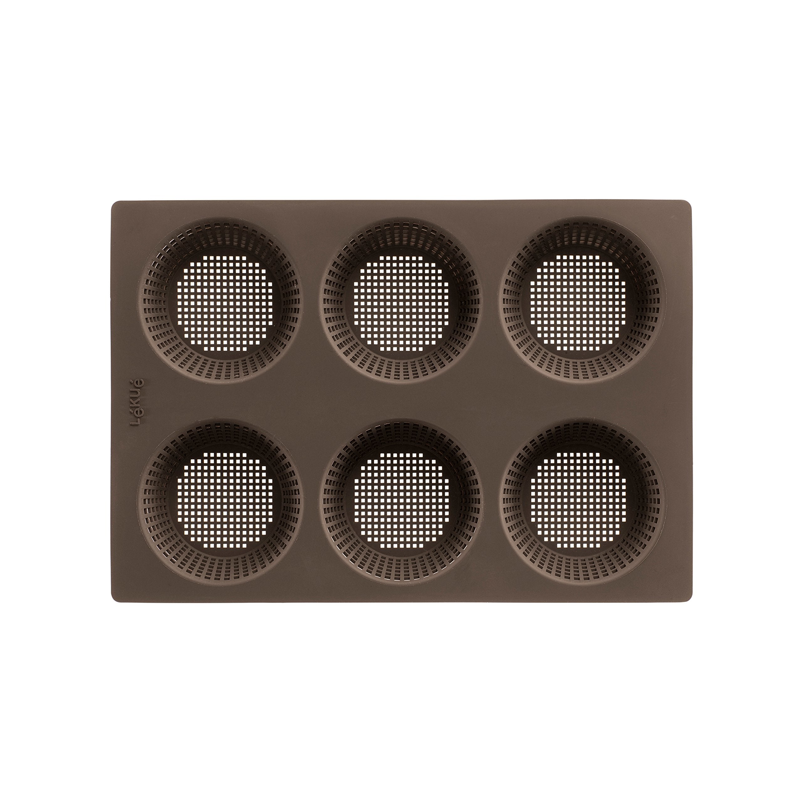 Lekue 6 Cavity Micro Perforated Round Roll Baking Pan, Brown