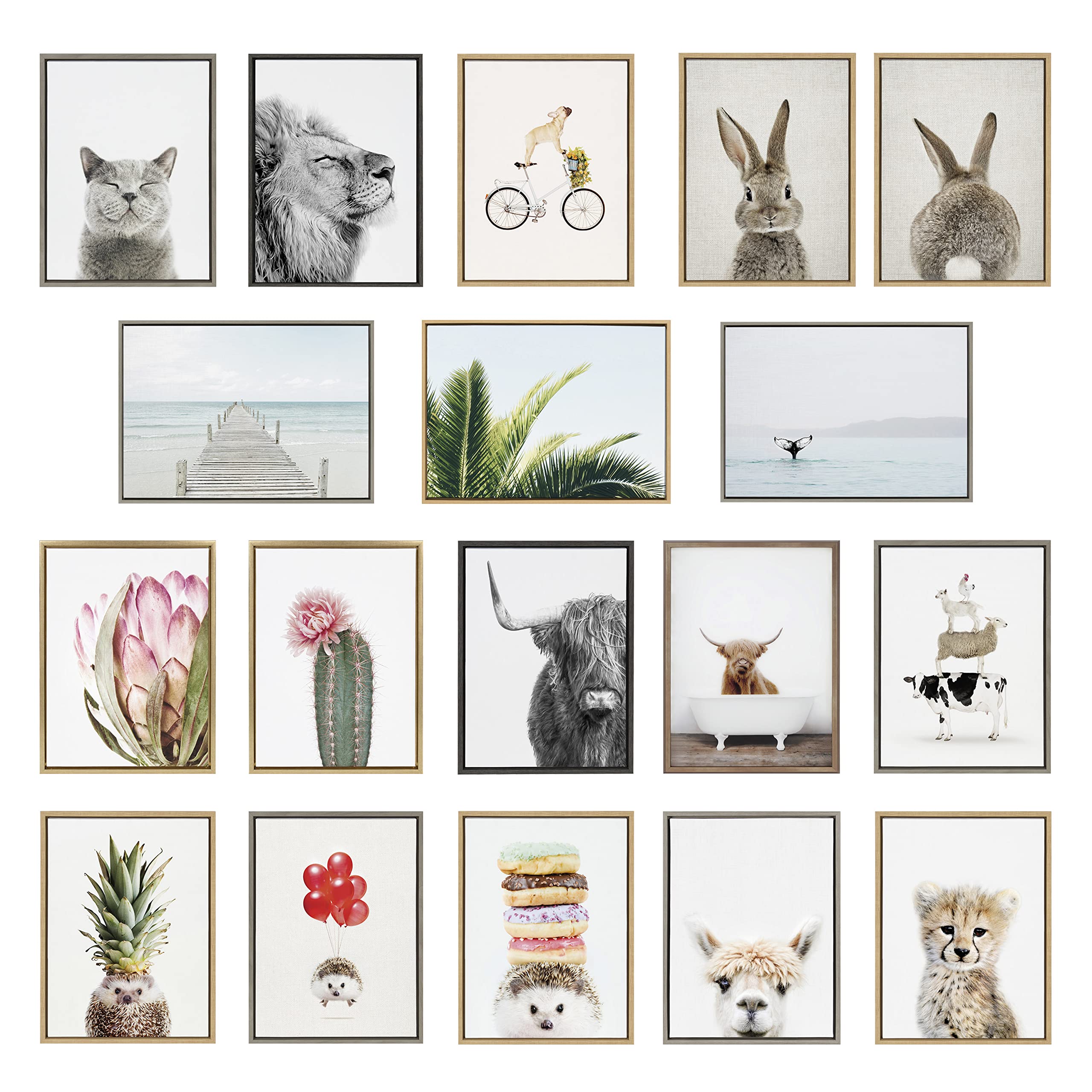 Kate And Laurel Sylvie Bunny Portrait On Linen And Bunny Tail On Linen Framed Canvas Wall Art By Amy Peterson Art Studio, 2 Piec