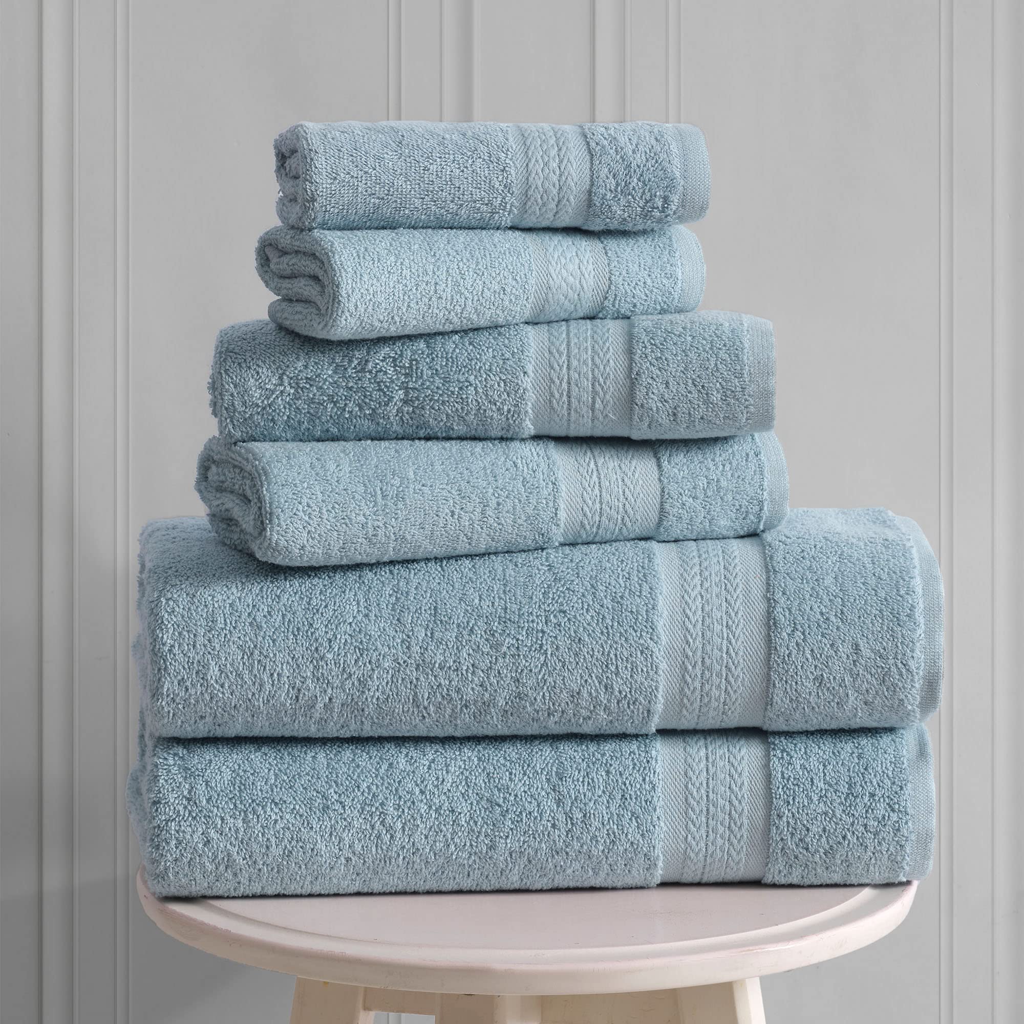 REGAL RUBY  6 Piece Towel Set  2 Bath Towels 2 Hand Towels 2 Washcloths  Soft and Absorbent  100% Turkish Cotton Towels for Bathroom Shower Towel  Bath Linen Set Blue