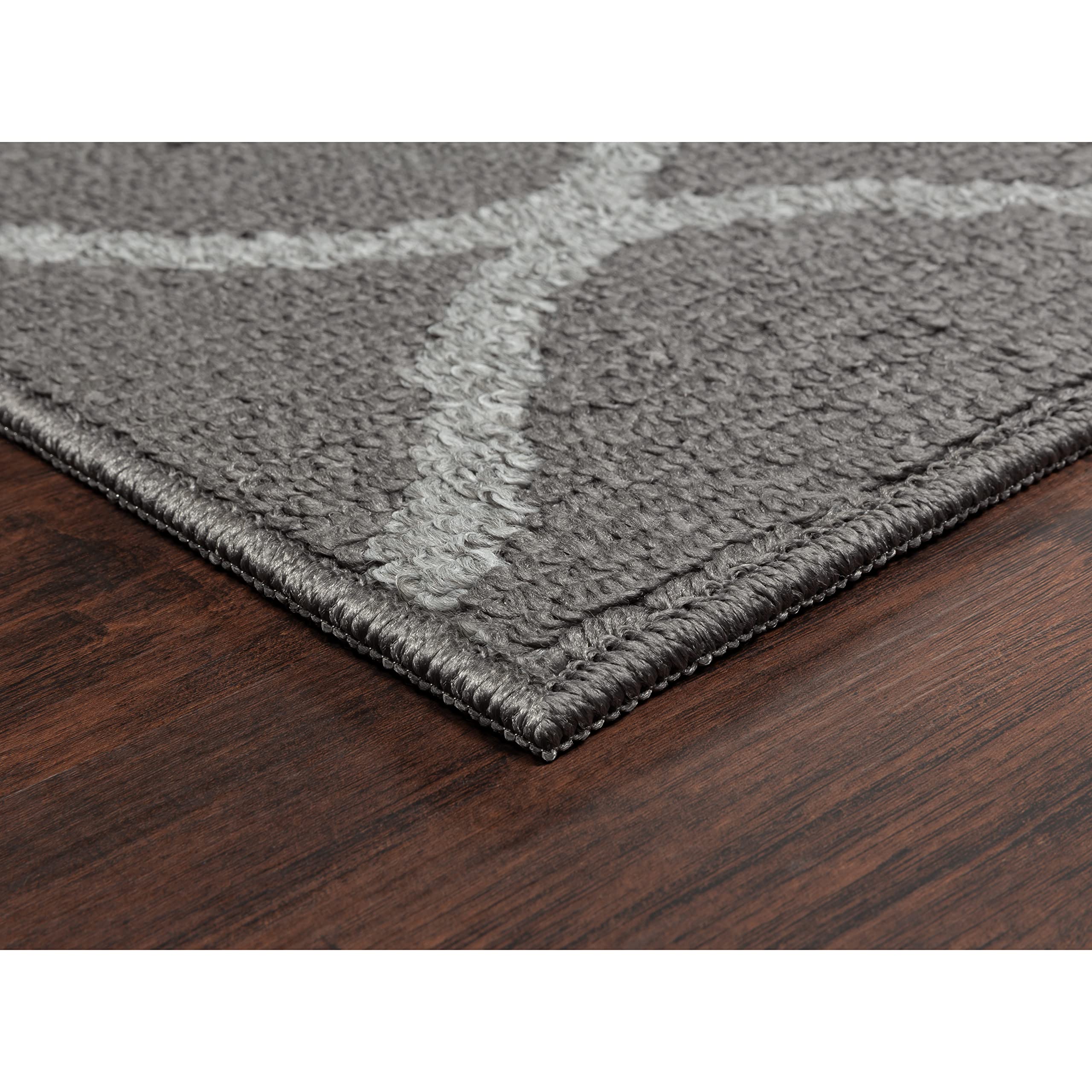 Maples Rugs Rebecca Contemporary Runner Rug Non Slip Hallway Entry Carpet [Made in USA], 26 x 10, True Grey