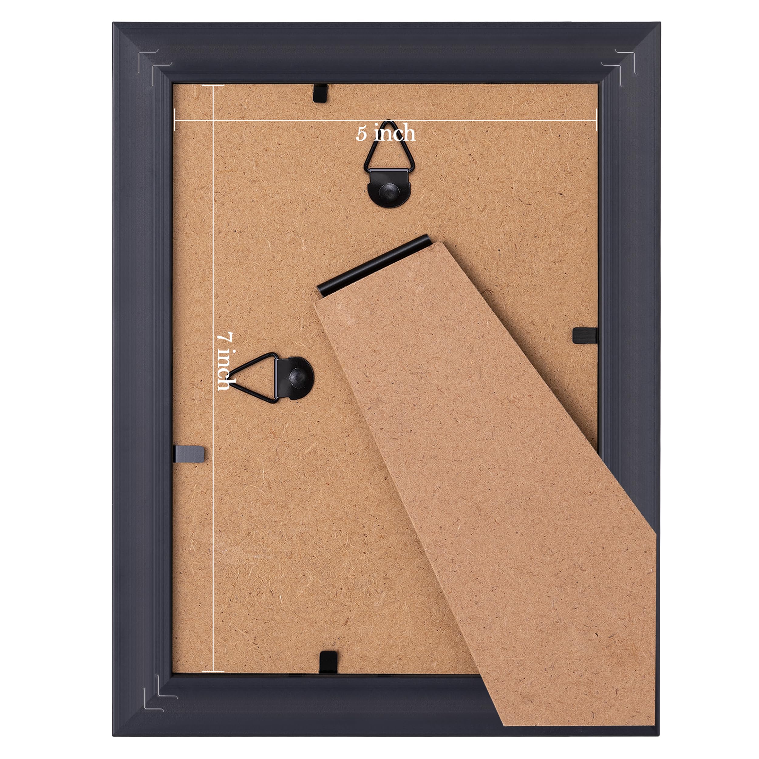eletecpro 5x7 Picture Frames Set of 2, Vintage 5 x 7 Photo Frames with Real Glass, Displays 4x6 Photo with Mat or 5x7 without Ma