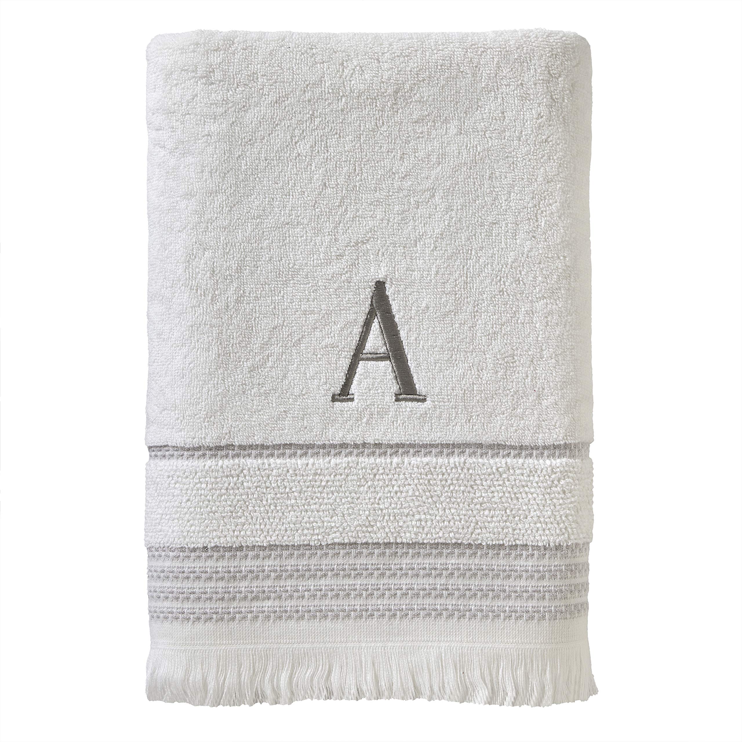 Skl Home Casual Monogram Bath Towel, A, 28X54, White