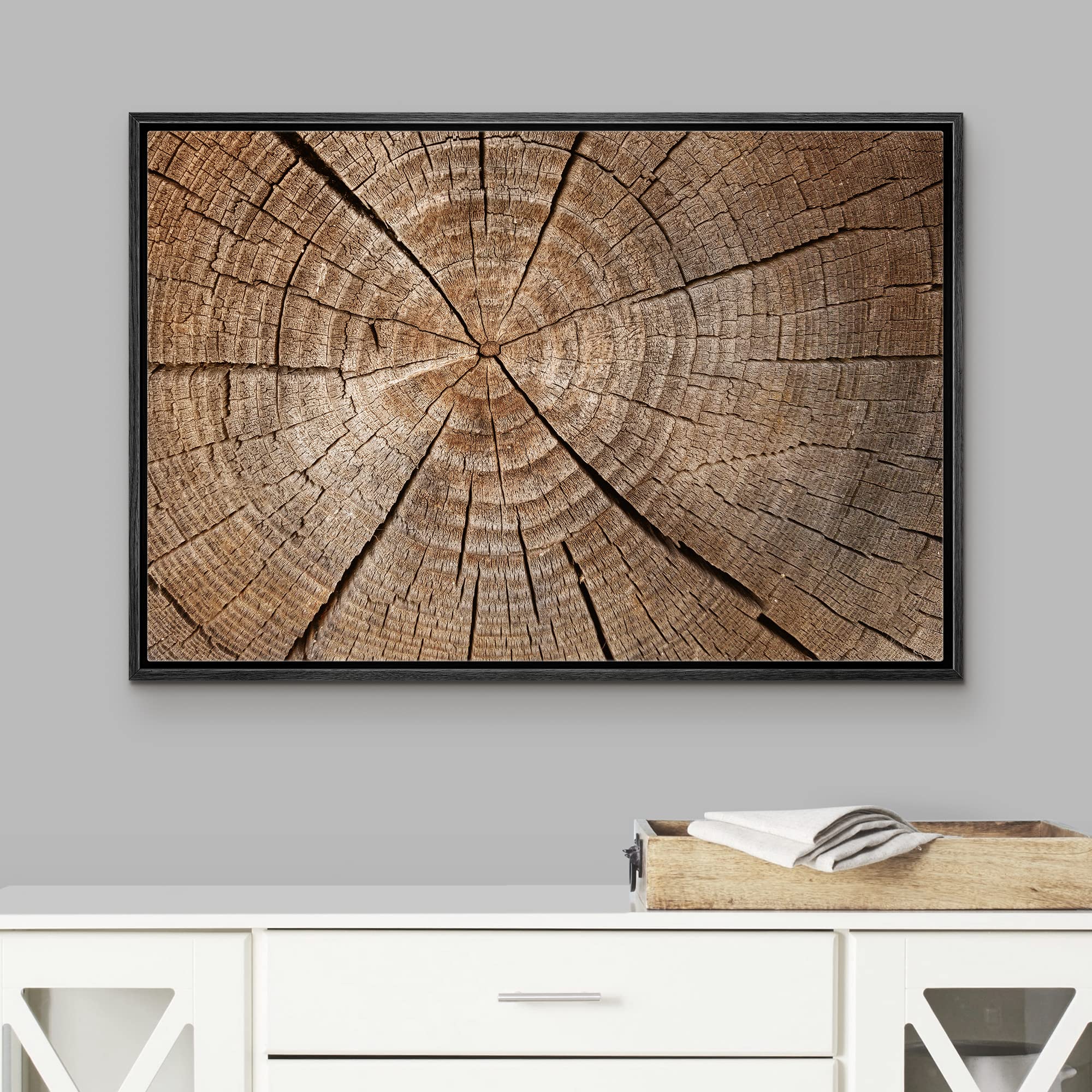 Wall26 Framed Canvas Print Wall Art Close Up Of Brown Log Rings Nature Wilderness Photography Rustic Botanical Modern Floral Rel