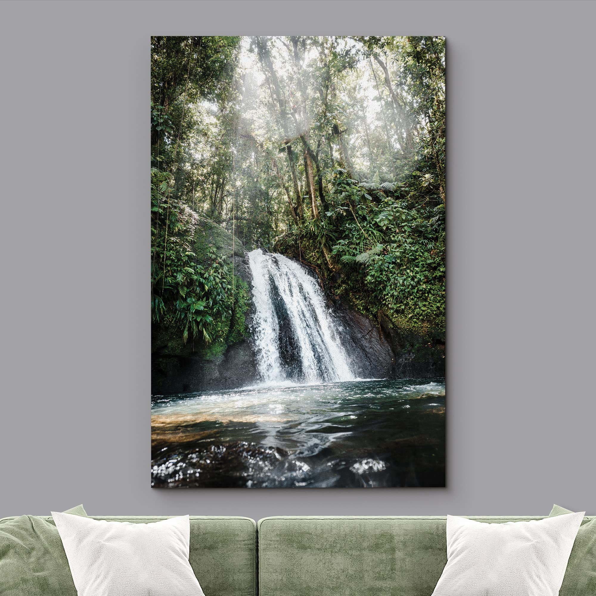 Wall26 Canvas Print Wall Art Waterfall Forest Landscape In Sunlight Nature Wilderness Photography Modern Rustic Scenic Multicolo