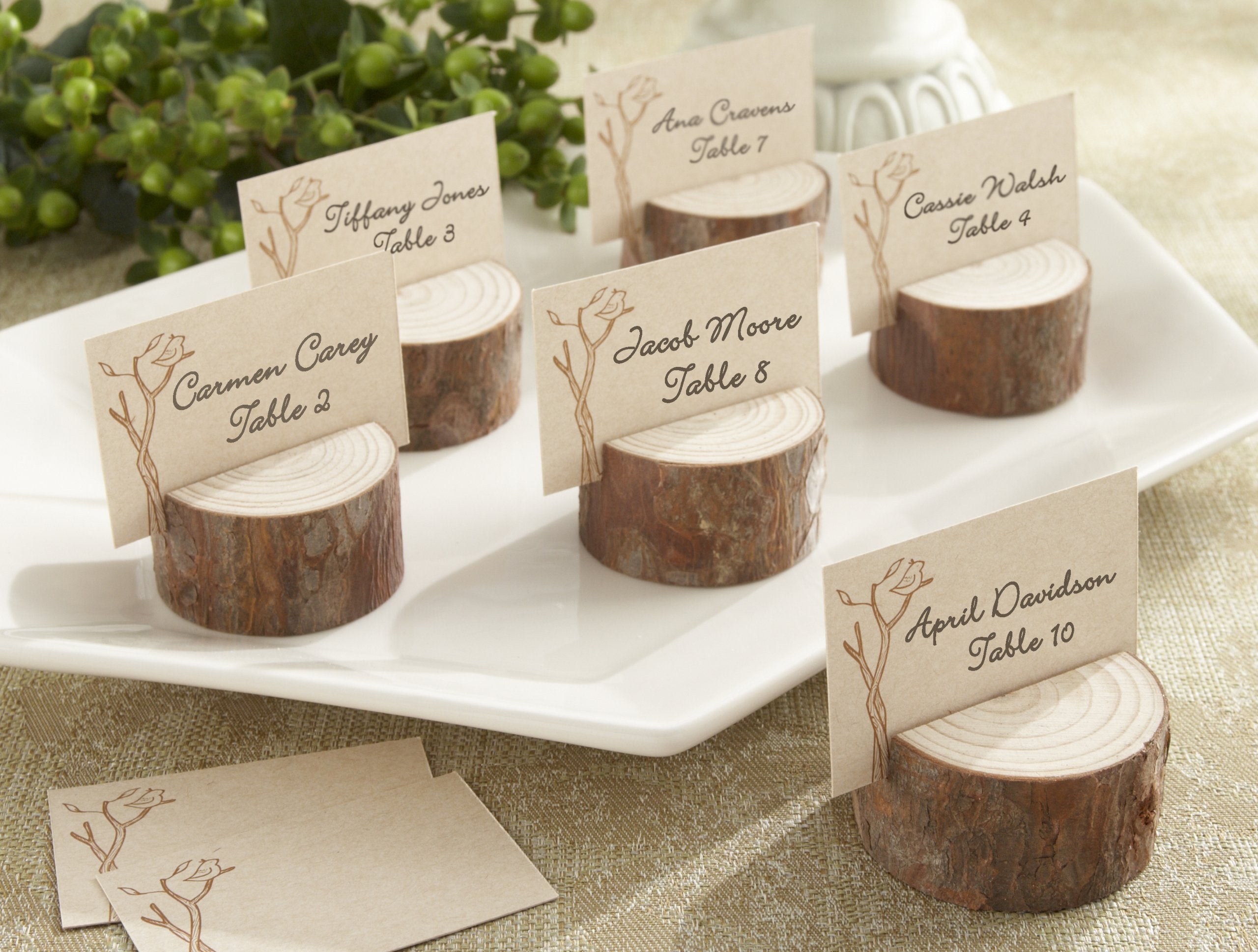 Kate Aspen 4 Count Wood Place Card/Photo Holder, Rustic Real