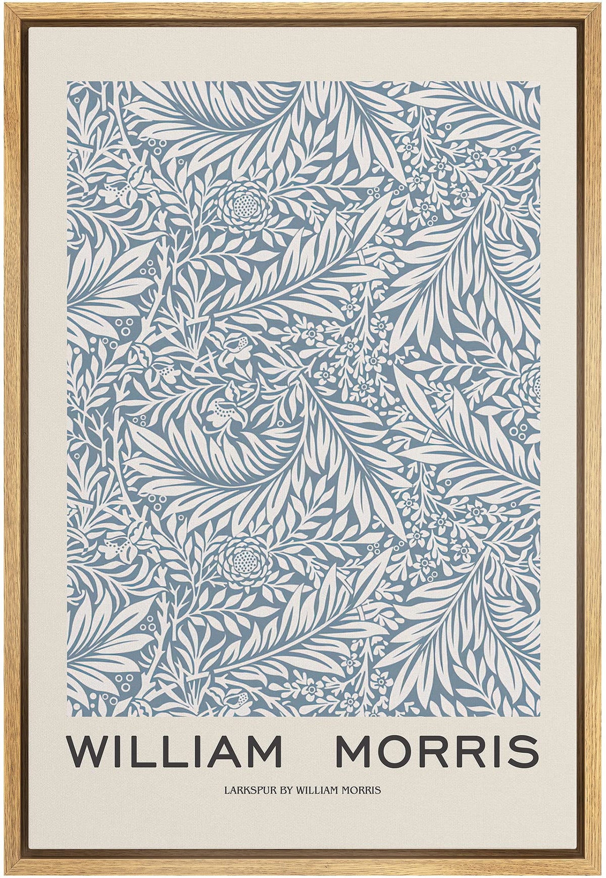 Idea4Wall Framed Canvas Print Wall Art Larkspur Floral Flower Pattern By William Morris Historic Cultural Illustrations Fine Art