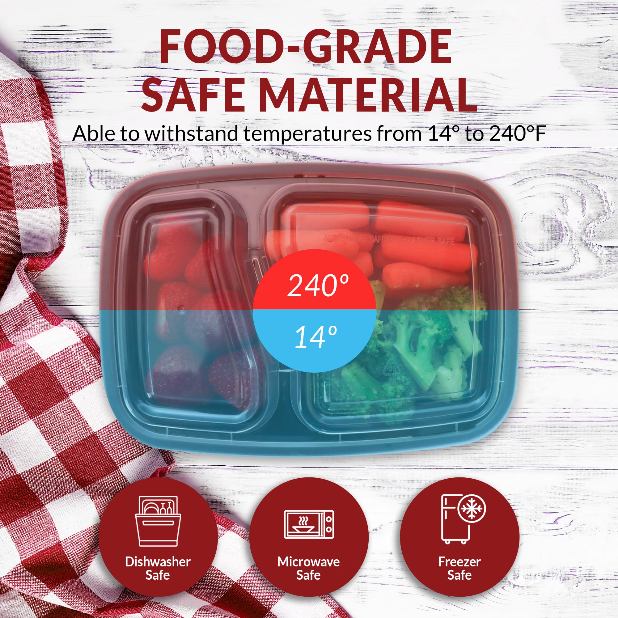 Reli. Meal Prep Containers, 32 Oz. | 45 Pack | 2 Compartment Food Container W/Lids | Microwavable Food Storage Containers/To Go