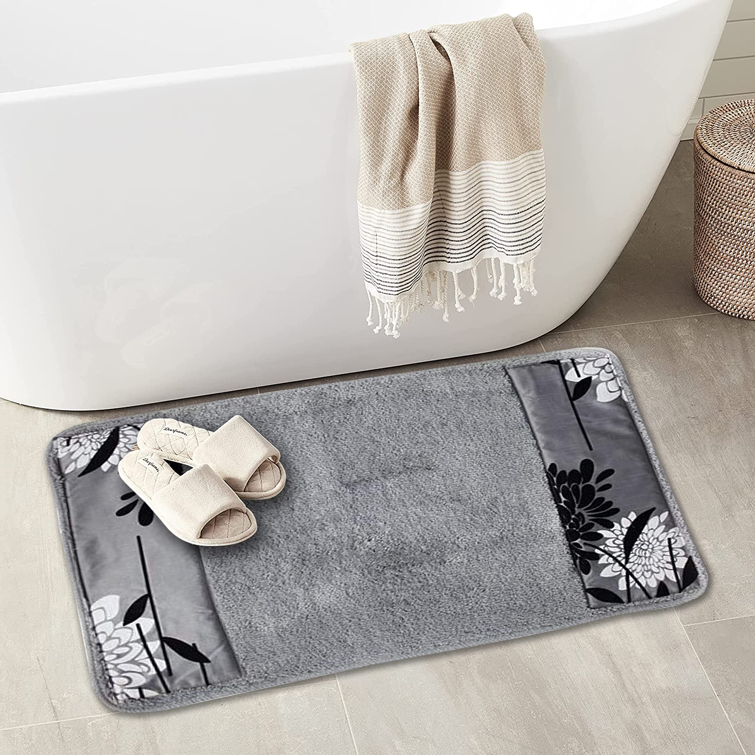 Popular Bath Bath Rug, Erica Collection, 21'' X 32'', Grey