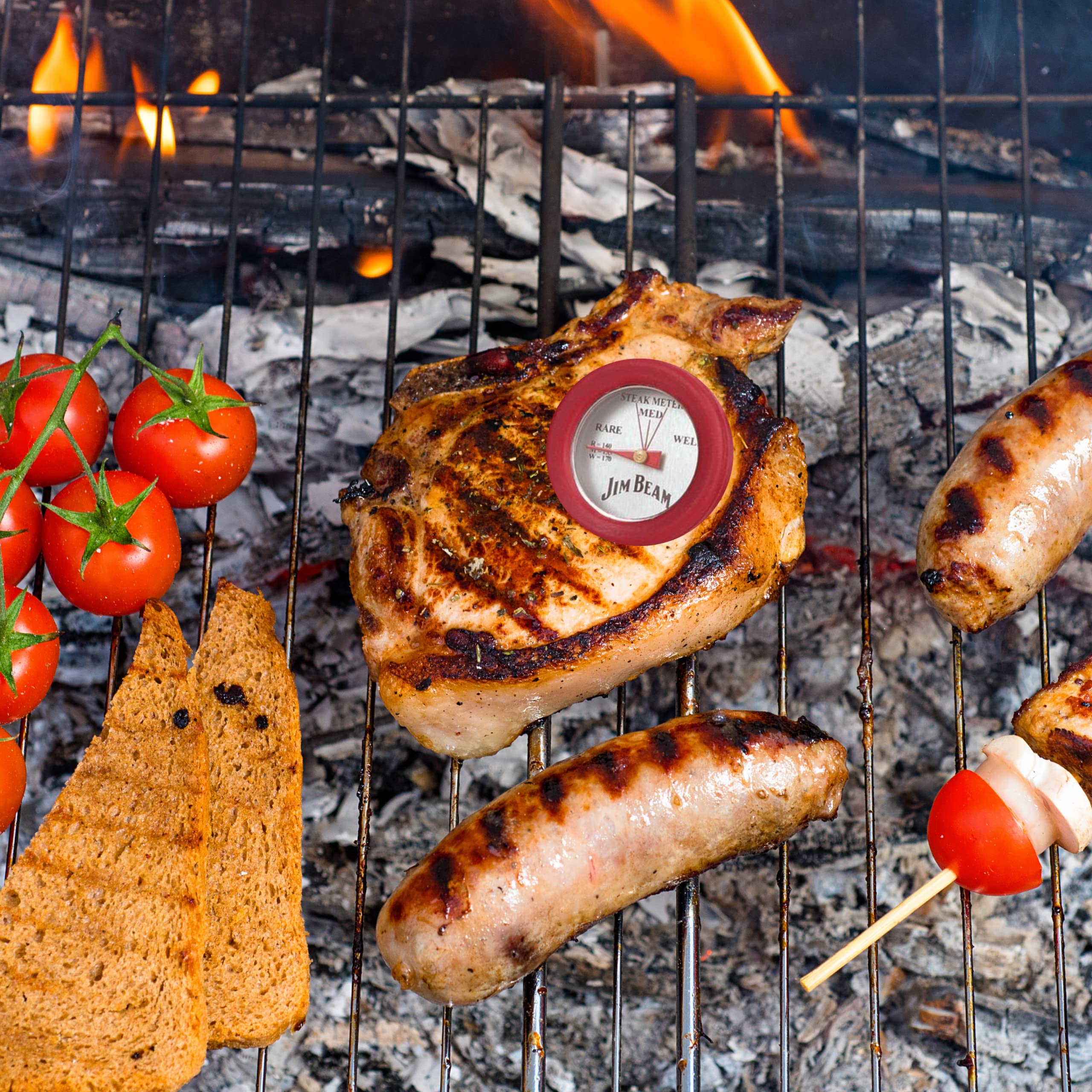 Jim Beam, Pack Of 4 Poultry Meat, Instant Read Food Stainless Steel Dial Mates Barbecue Bbq Tools, Grilling And Baking Steak The