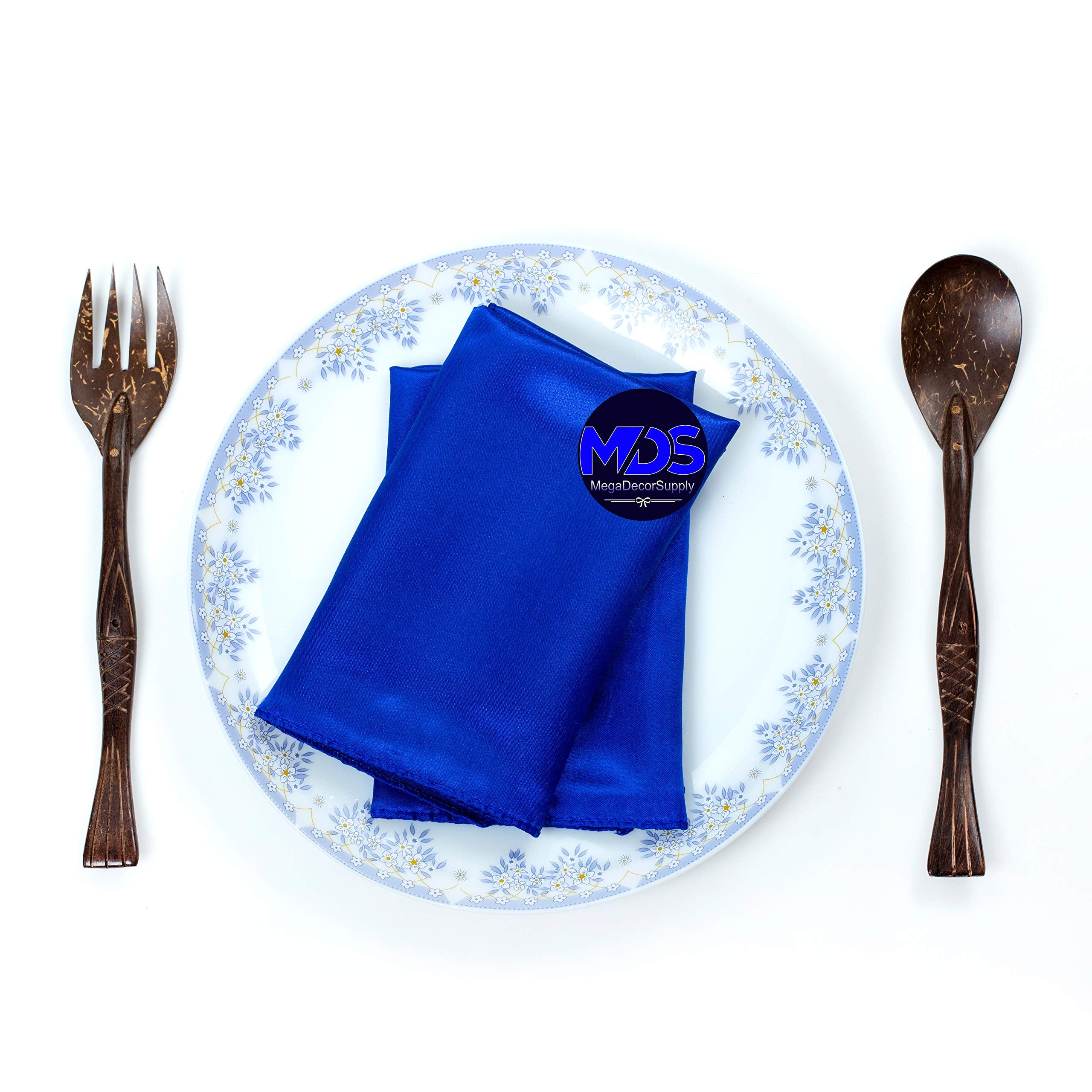 Mds Pack Of 25 Wedding Satin 12''X 12'' Square Dinner Napkin Or Handkerchief For Wedding Banquet Decoration - Royal Blue