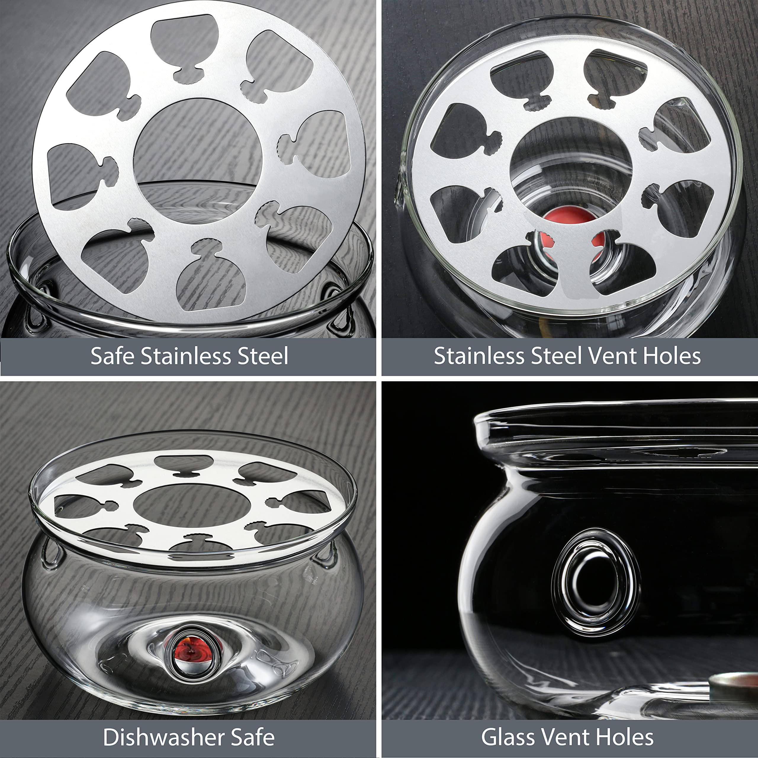 Cnglass Universal Glass Teapot Warmer,Handcrafted With Heat Proof & Lead-Free Glass Tealight Warmer 5.3 In/13.5Cm Diameter (Cand