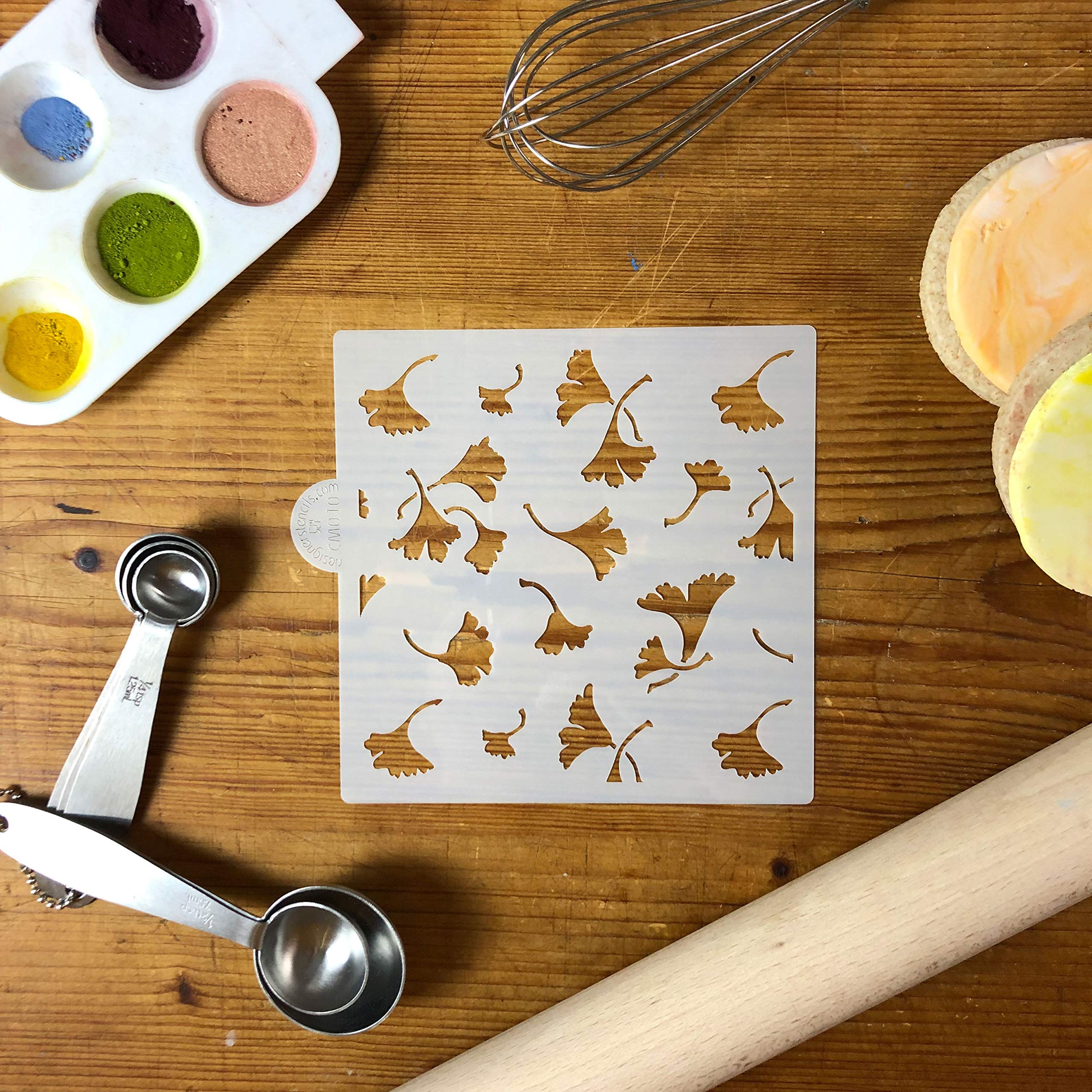 Ginko Leaves Allover Cookie And Craft Stencil By Designer Stencils