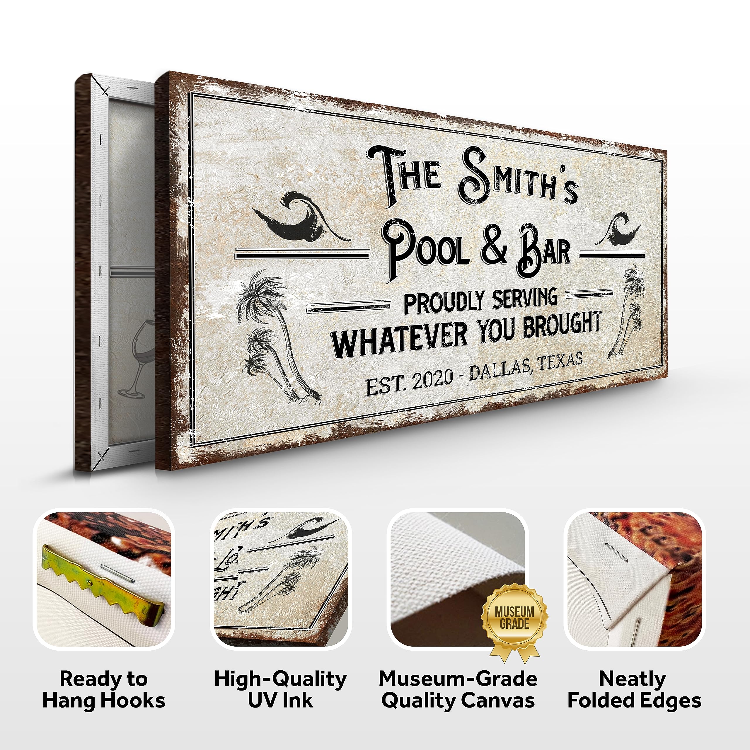 Tailored Canvases Bar Sign Custom Decor - Pool And Bar Proudly Serving Whatever You Brought - Canvas Wall Art Printable Personal