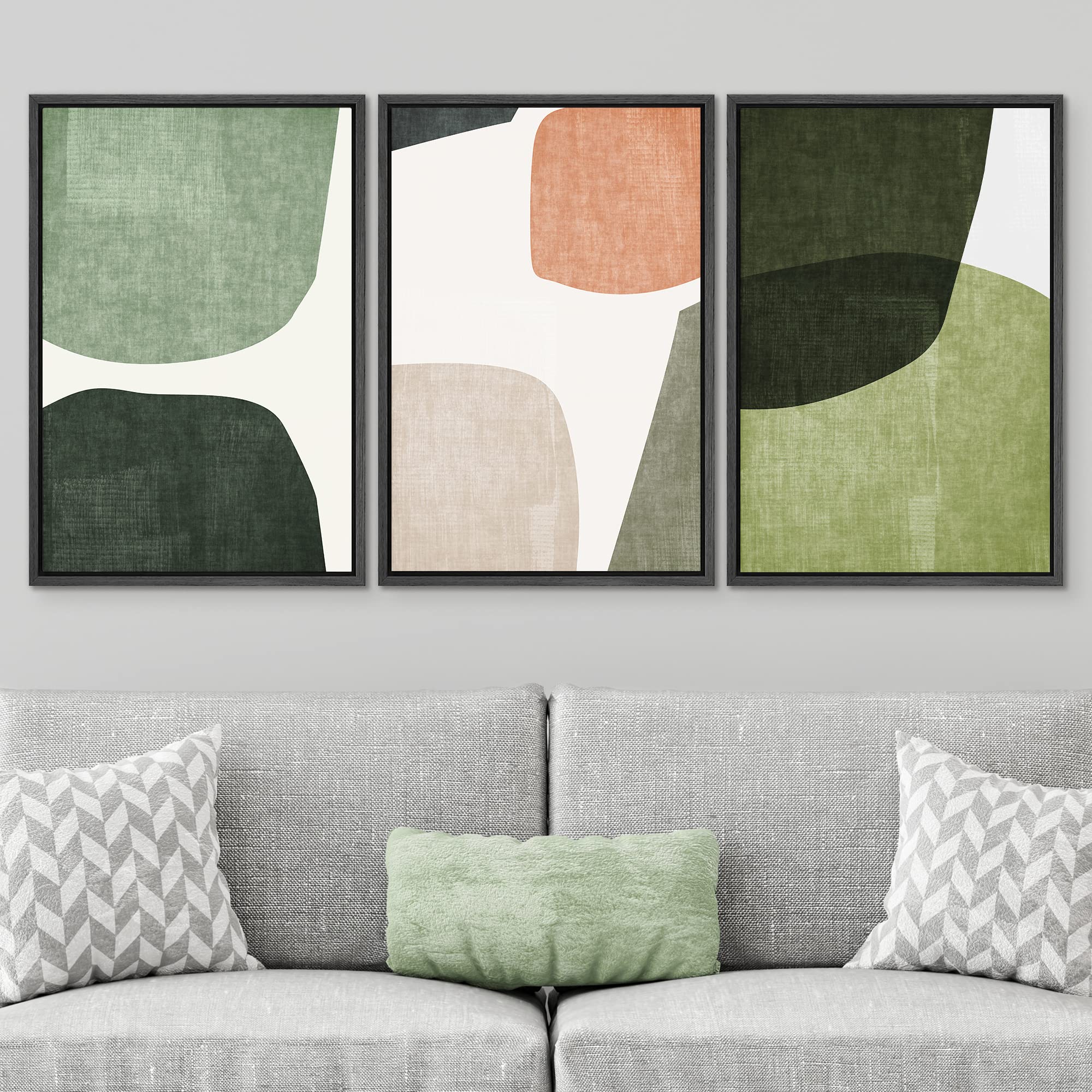 SIGNWIN Framed Canvas Print Wall Art Trio of Multicolored Transparent Ovals Abstract Shapes Illustrations Modern Art Multicolor Pastel for Living Room  Bedroom  Office - 16''x24''x3 Black