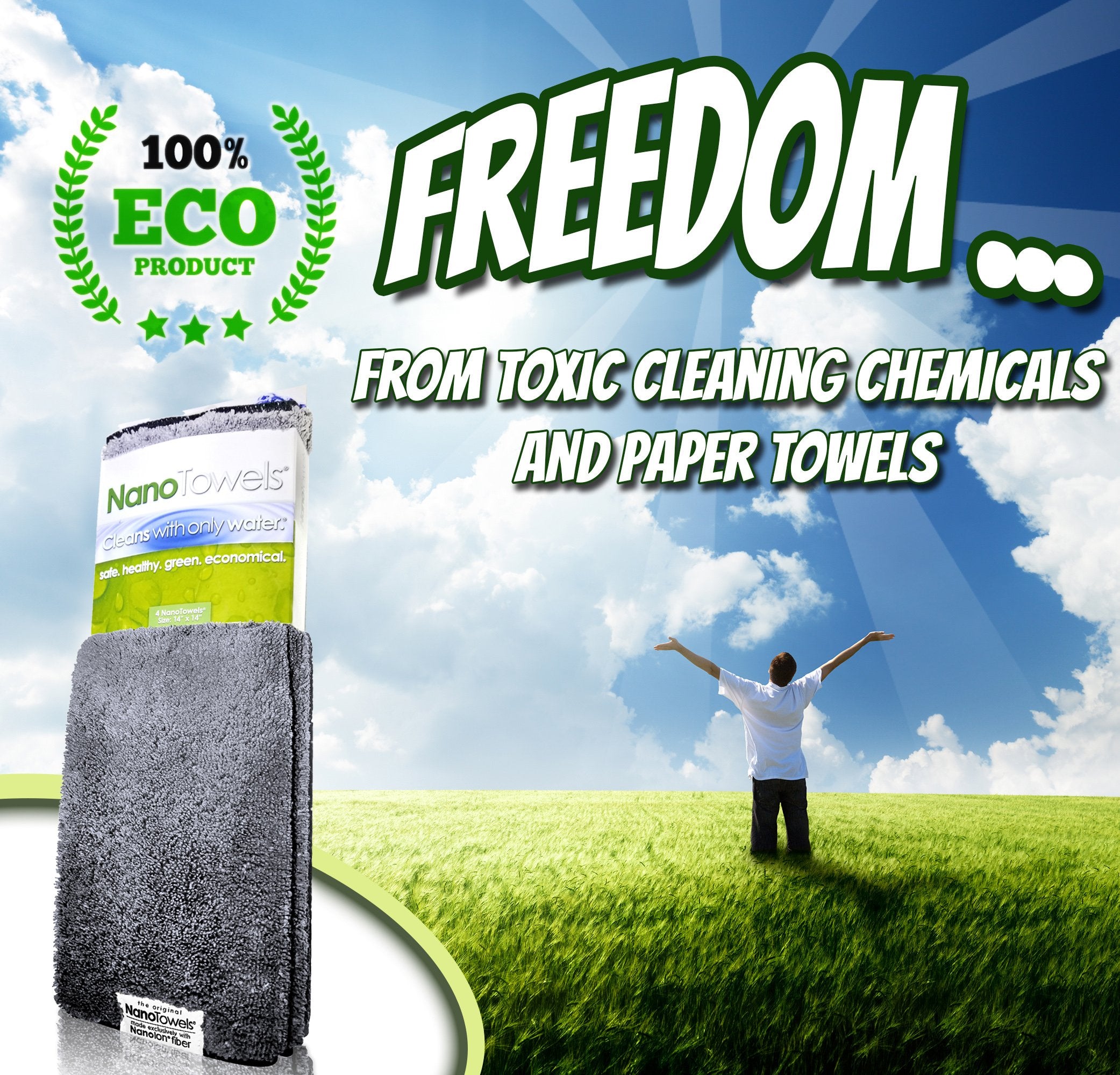 Life Miracle Nano Towels - The Amazing Eco Cloth That Cleans Virtually Any Surface With Only Water. No More Paper Towels Or Toxi