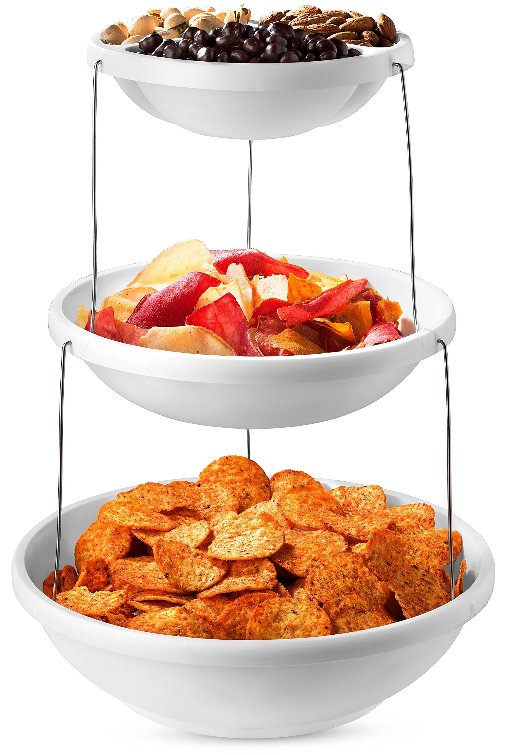 Masirs 3-Tier Collapsible Bowl: Decorative Design Folds For Minimal Storage. Ideal For Serving Snacks, Salad, And Fruit. Top Bow