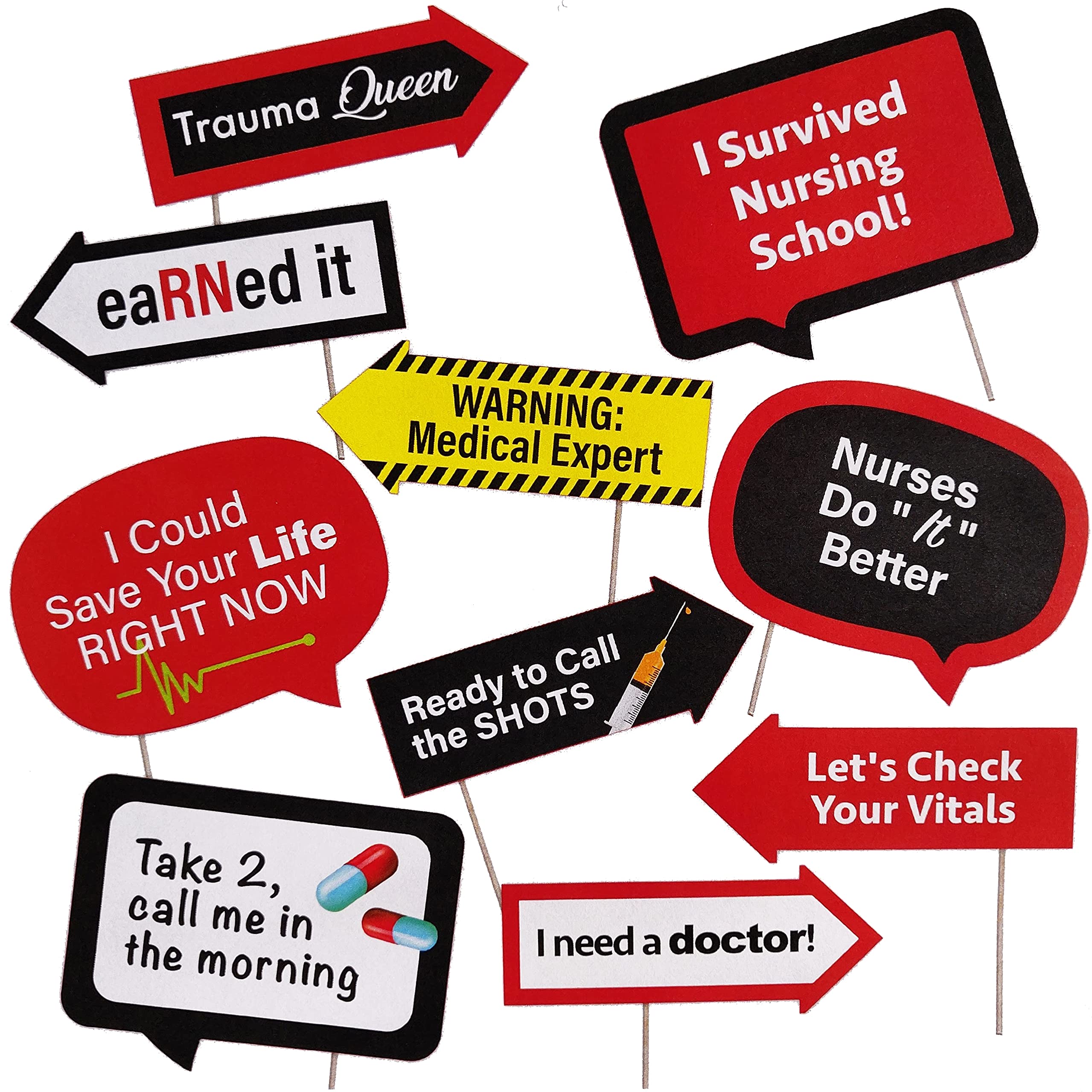 Nurse Graduation Photo Booth Props - Medical Heroes Nursing School Graduation Themed Party Decorations - Funny Photography Suppl