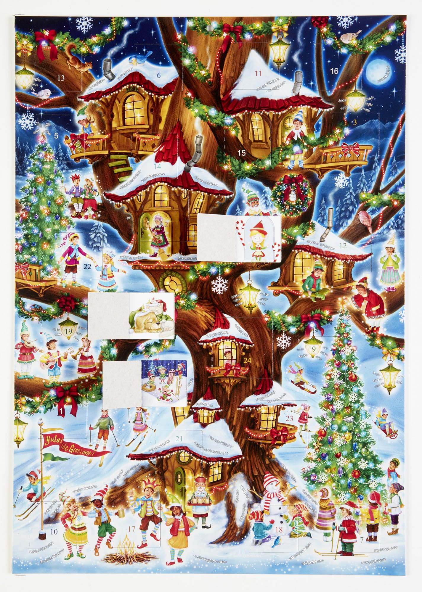 Elves Treehouse Advent Calendar (Countdown to Christmas) with Holiday Pictures by Vermont Christmas Company