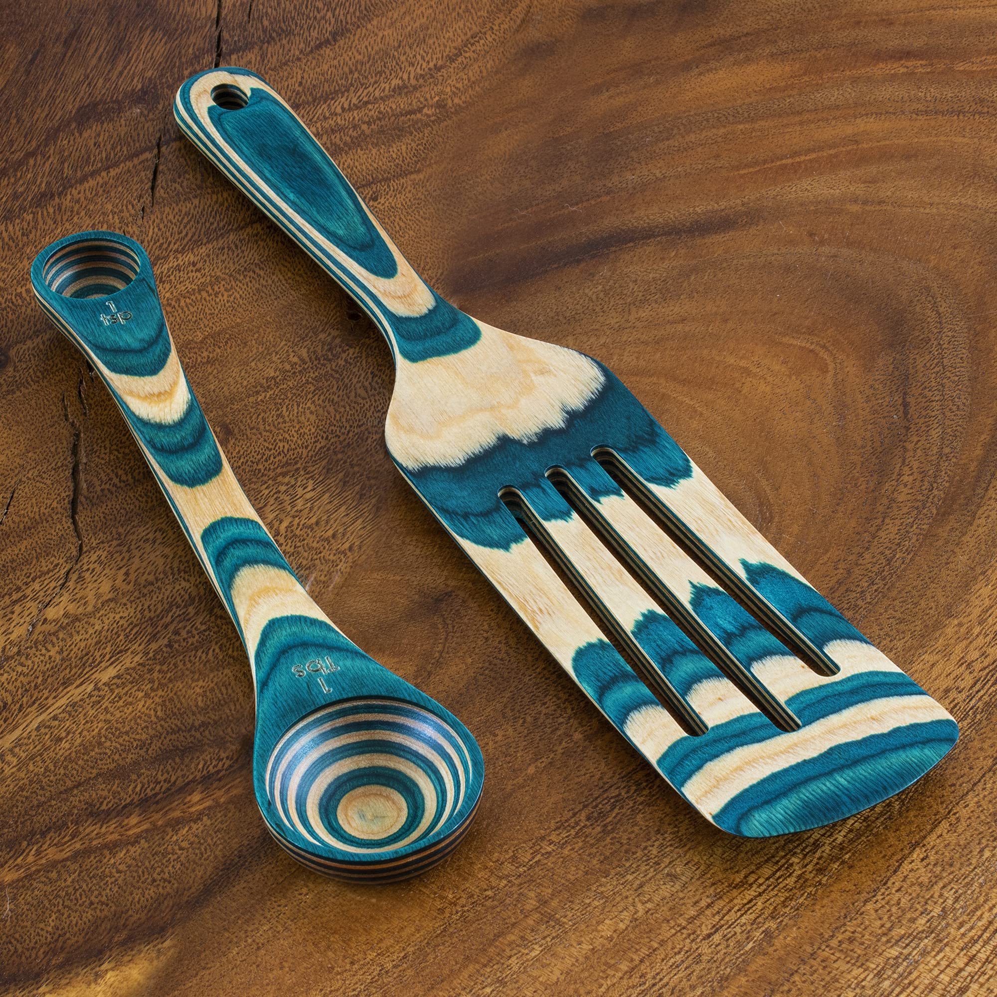 Baltique Mykonos Collection 2 Piece Cooking Utensil Set, Spurtle & Measuring Spoon