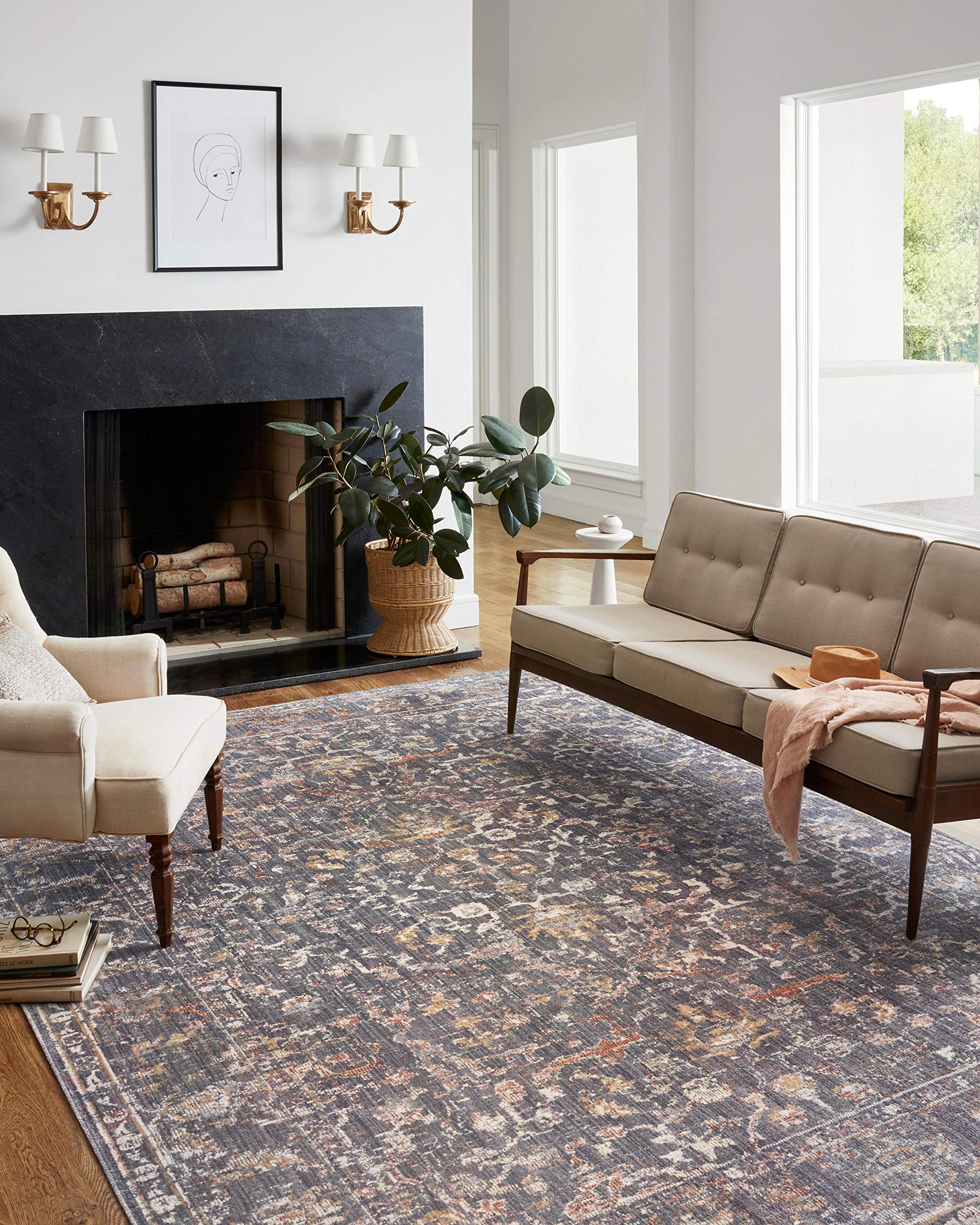 Loloi Chris Loves Julia x Rosemarie Collection ROE-04 Graphite/Multi 9-0 x 12-0 Area Rug