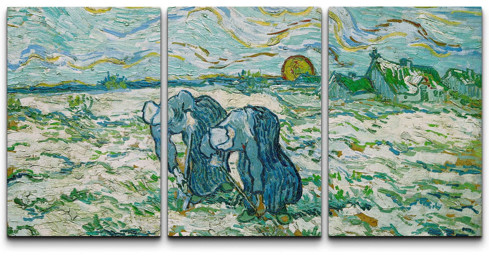 Wall26 Canvas Print Wall Art Set Two Peasant Women Digging In Field Vincent Van Gogh Classical Illustrations Fine Art Decorative