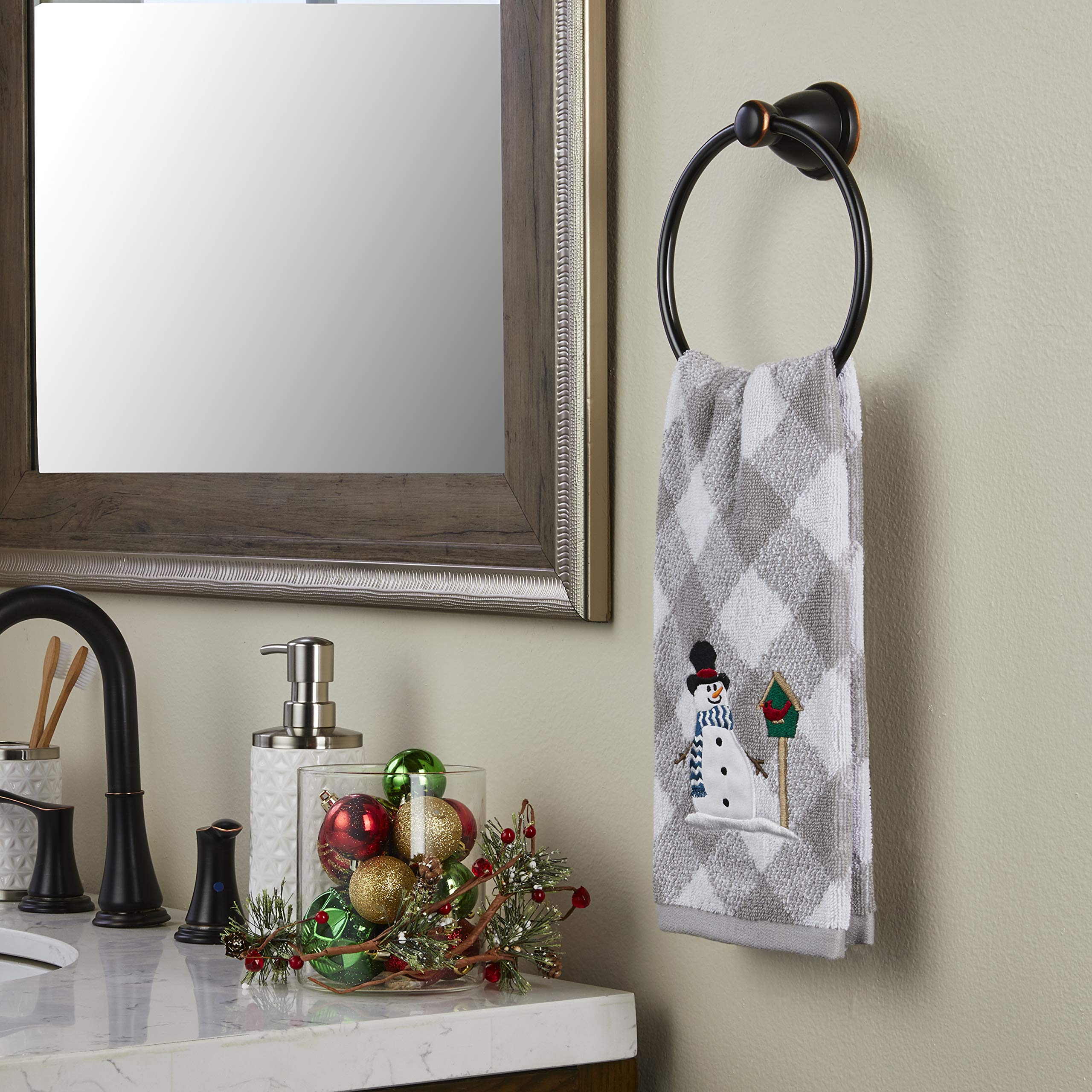Skl Home Snowman & Birdhouse Hand Towel Set, Gray