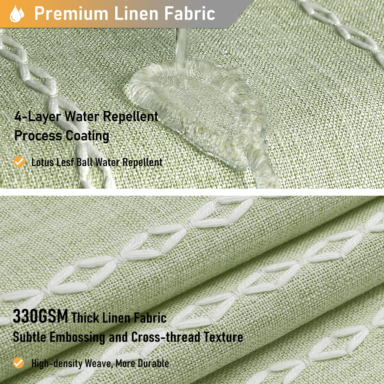 Bttn Sage Green Farmhouse Shower Curtain, Boho Linen Striped Heavy Duty Fabric Shower Curtain Set With Tassel, Bohemian Country