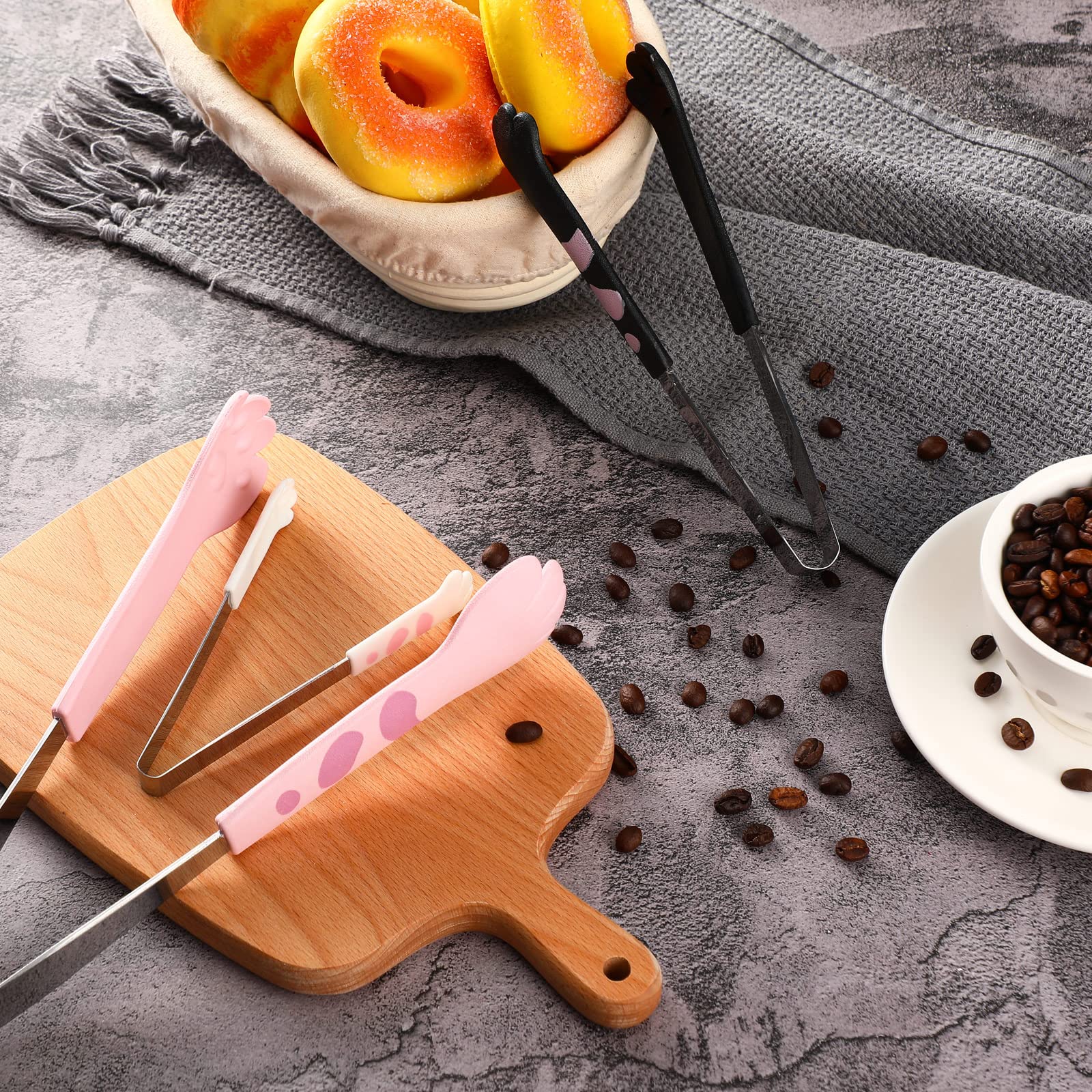3 Pcs Cat Paw Tongs Cat Tongs Kawaii Food Kitchen Tongs Stainless Steel Tongs Cute Kitchen Accessories Gift For Cooking Toast, B