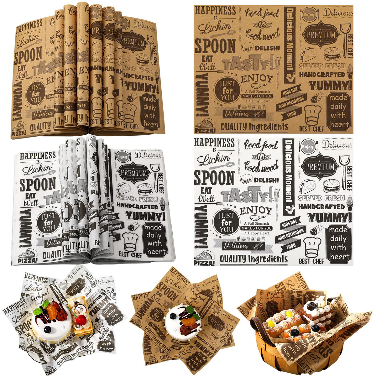 Woanger Deli Wax Paper Sheets For Food Grease Resistant Tray Basket Liners White Newsprint Paper Square Hot Dog Wrappers Greasep
