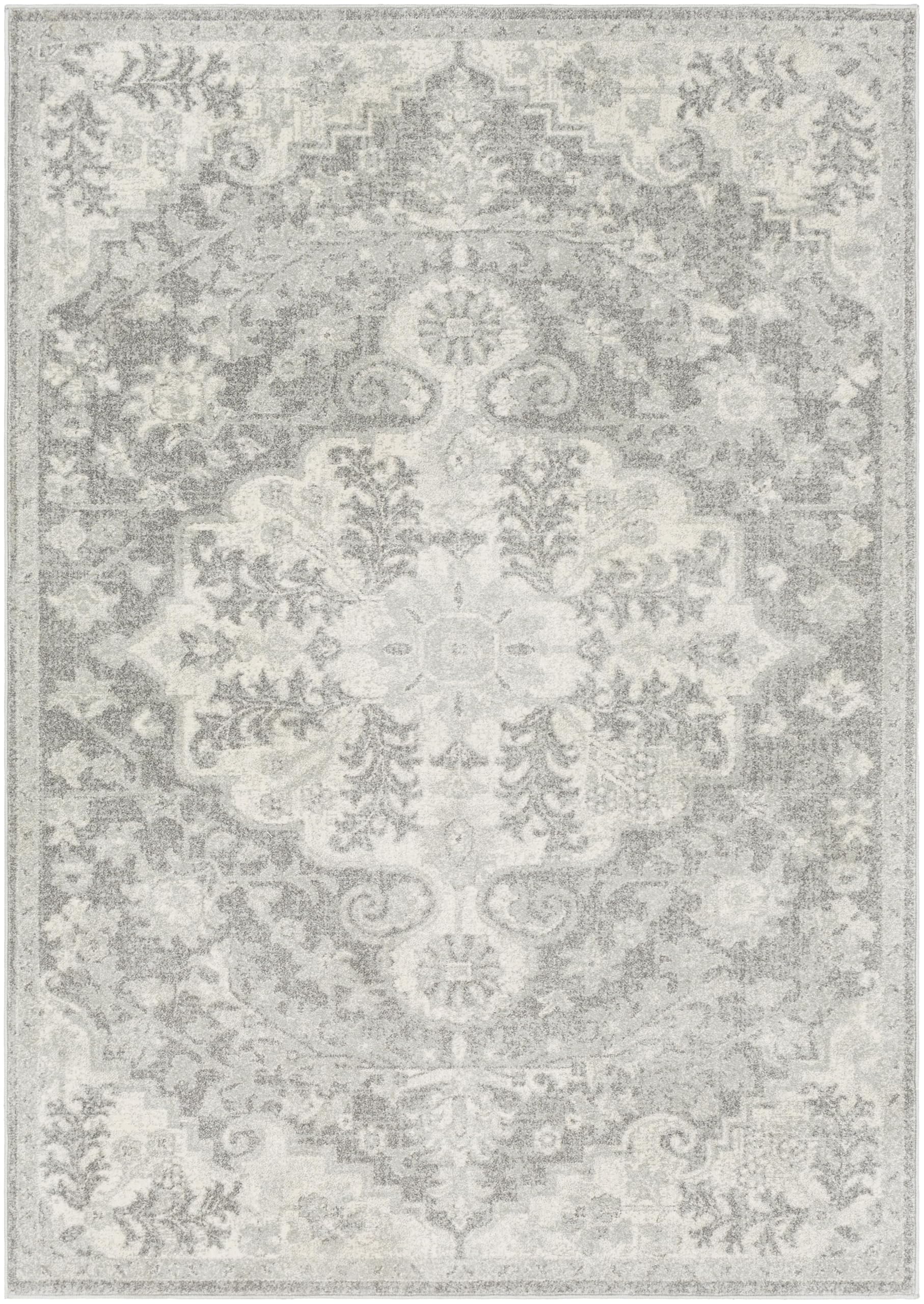 Livabliss Area Rugs - 4x6 Odelia Vintage Boho Black Gray Charcoal Area Rug for Living Room Bedroom - Floral Medallion Stain Resi