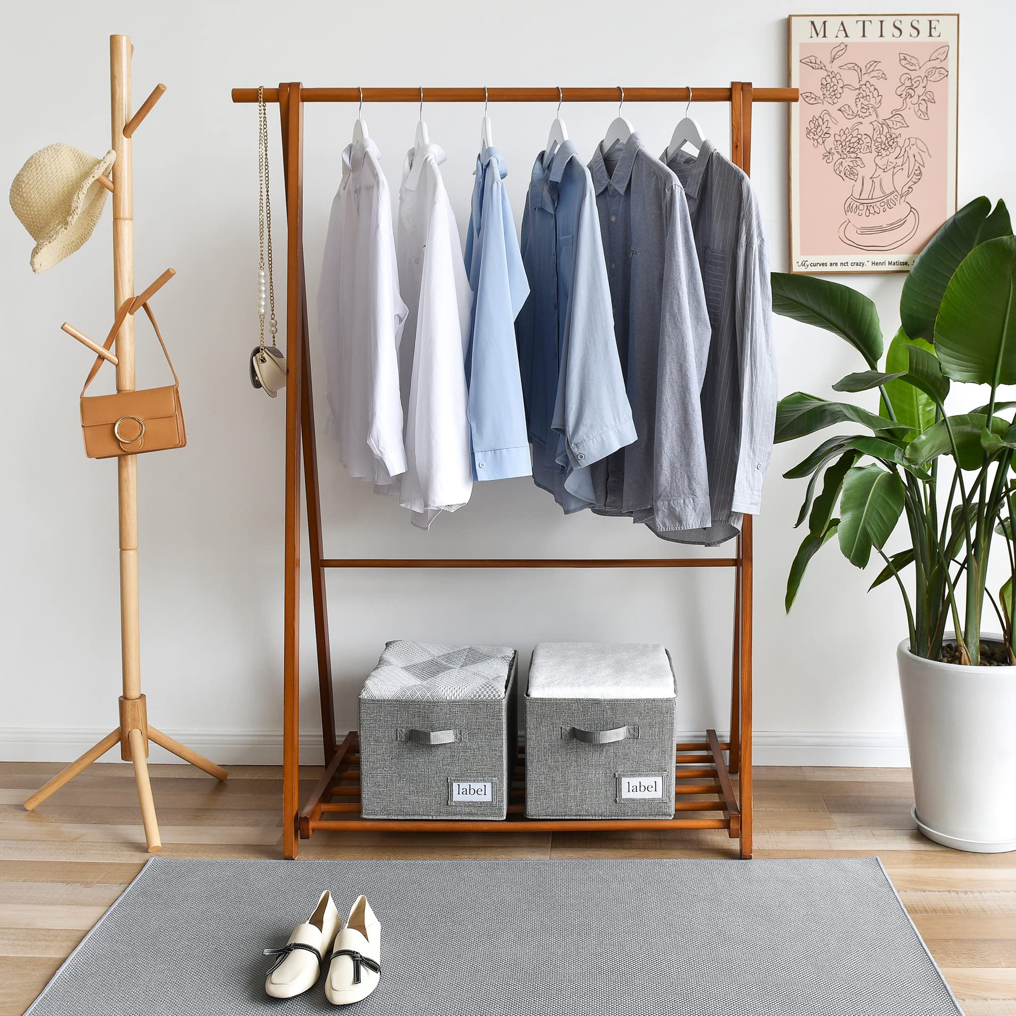 Granny Says Closet Organizers And Storage, Fabric Storage Bins With Label Holder, Shelf Baskets For Organizing Bedroom, Decorati
