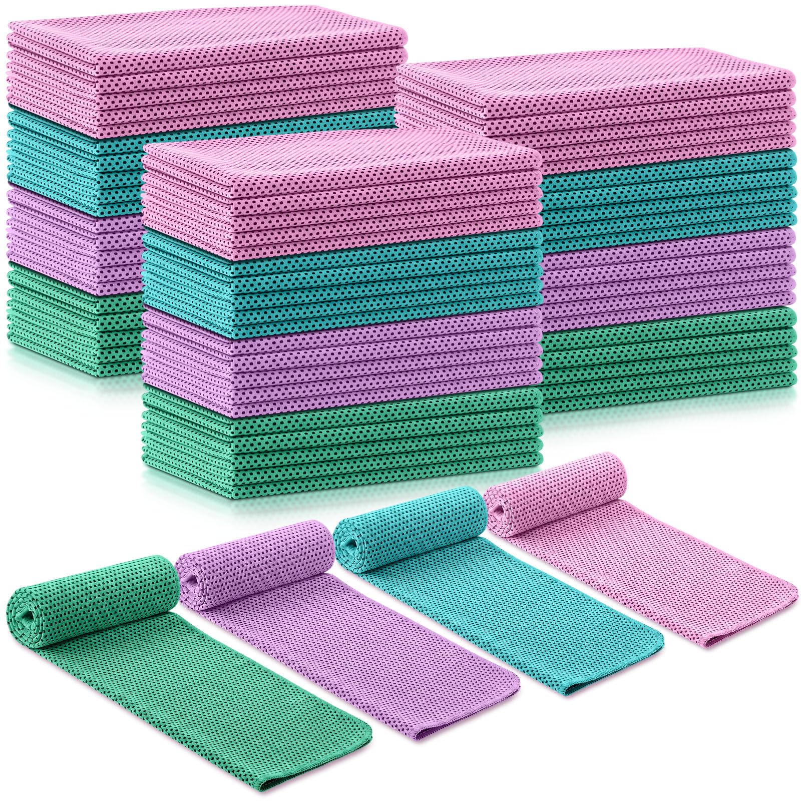 Shellwei 60 Pcs Cooling Towels Bulk 32 x 12 Inch Ice Towel Bulk Cooling Rag for Face and Neck Soft Breathable Microfiber Cloth C