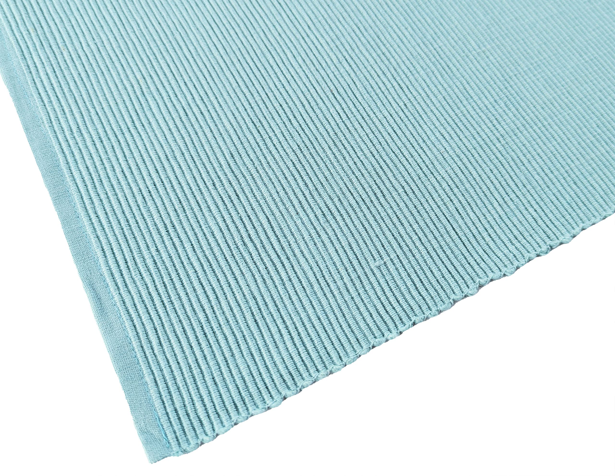 Avka Studio 100% Cotton Ribbed Placemats - Set Of 4-13 X 19 Inches - Light Blue - Everyday Cloth Table Mats - Thick Construction