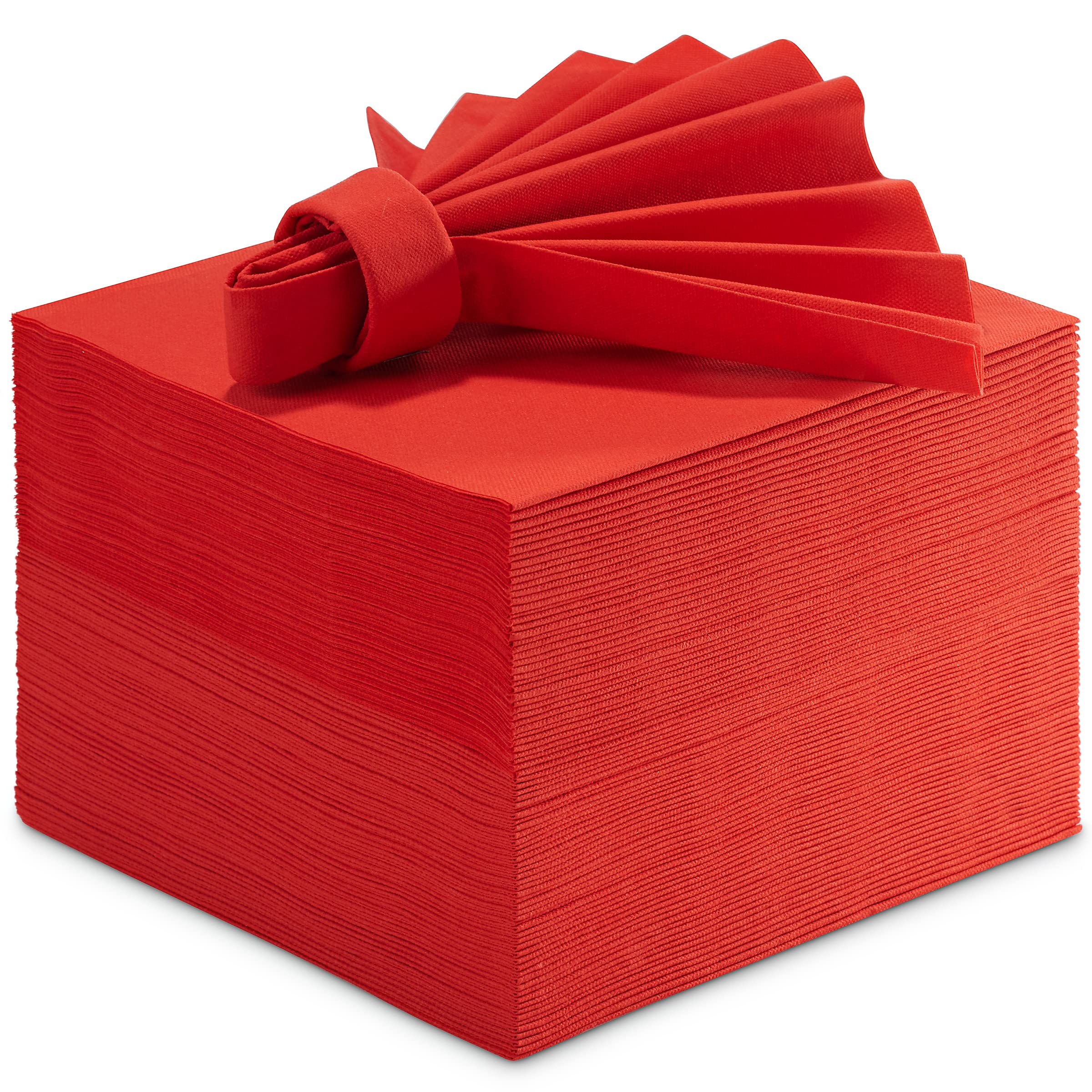 Linen-Feel Colored Paper Napkins - Decortive Cloth-Like Red Luncheon Napkins - Soft And Absorbent. For Kitchen, Party, Wedding,