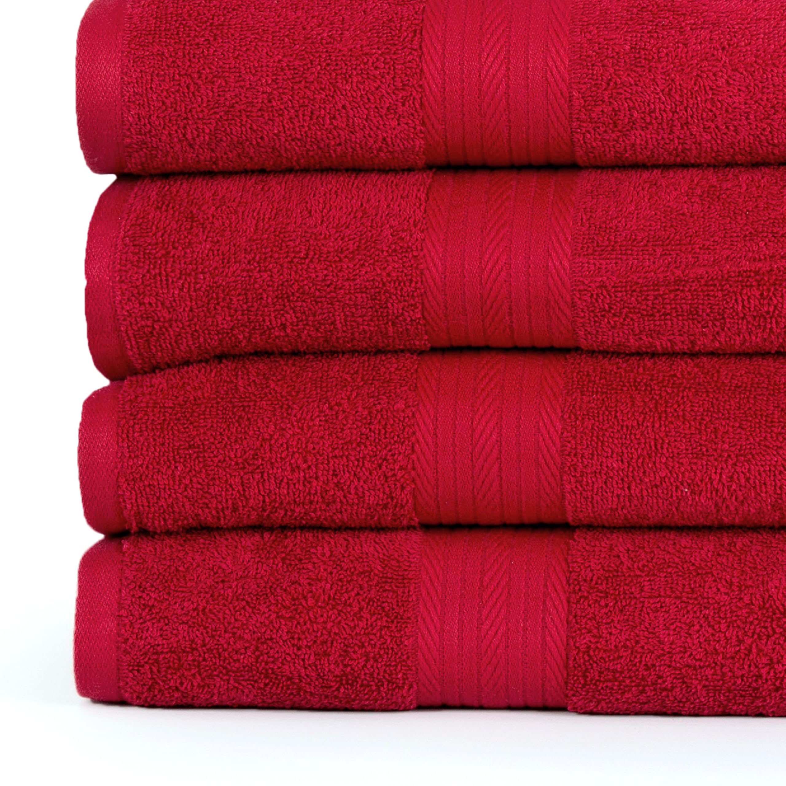 Ample Decor Bathroom Towel Set of 18-4 Hand Towel  4 Bath Towel  10 Wash Cloths 600 GSM 100% Cotton - High Absorbency Quick Drying  Ideal for Gifting - Christmas Red