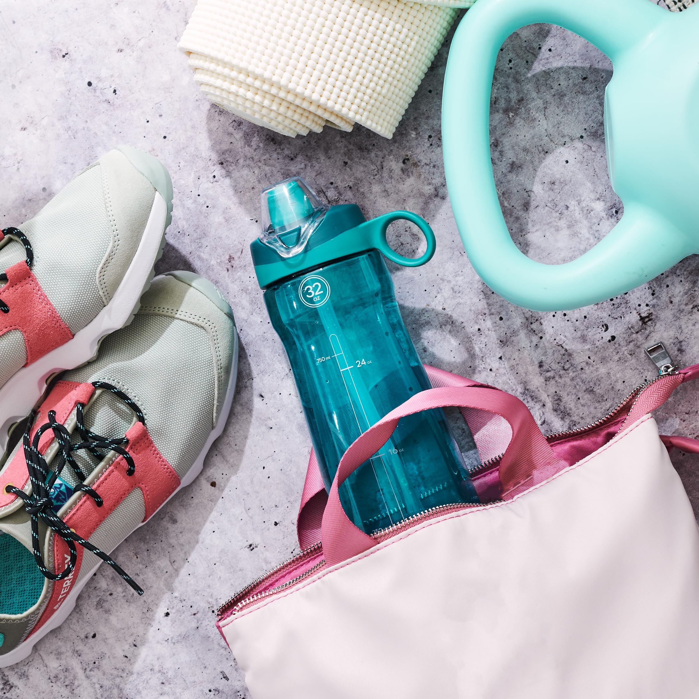 Pogo BPA-Free Plastic Water Bottle with Chug Lid  32 Oz  Quetzal Teal