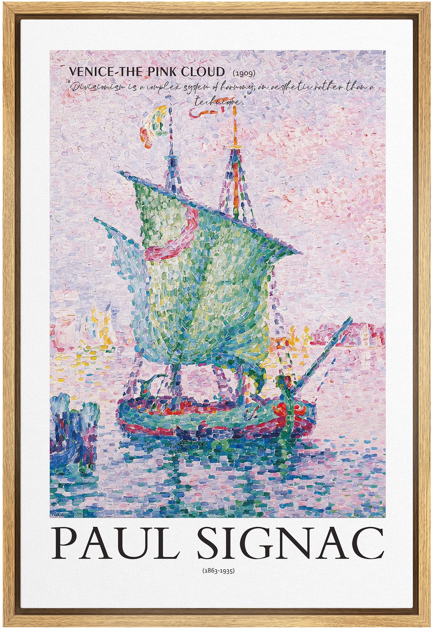Signleader Framed Canvas Print Wall Art Paul Signac Watercolor Venice Boat Nature Wilderness Illustrations Fine Art Rustic Sceni