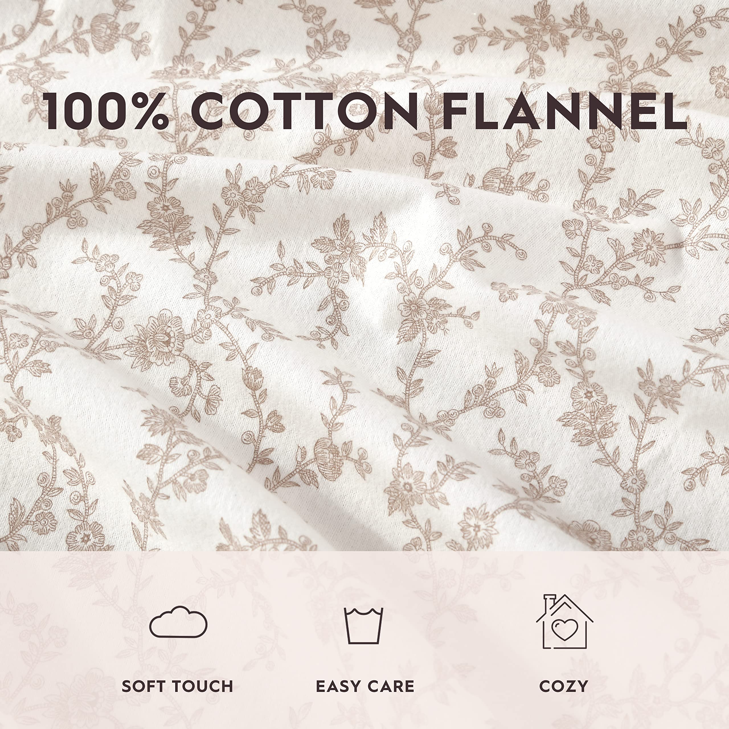 Laura Ashley Home - Queen Sheets, Cotton Flannel Bedding Set, Brushed For Extra Softness  Comfort (Victoria, Queen)