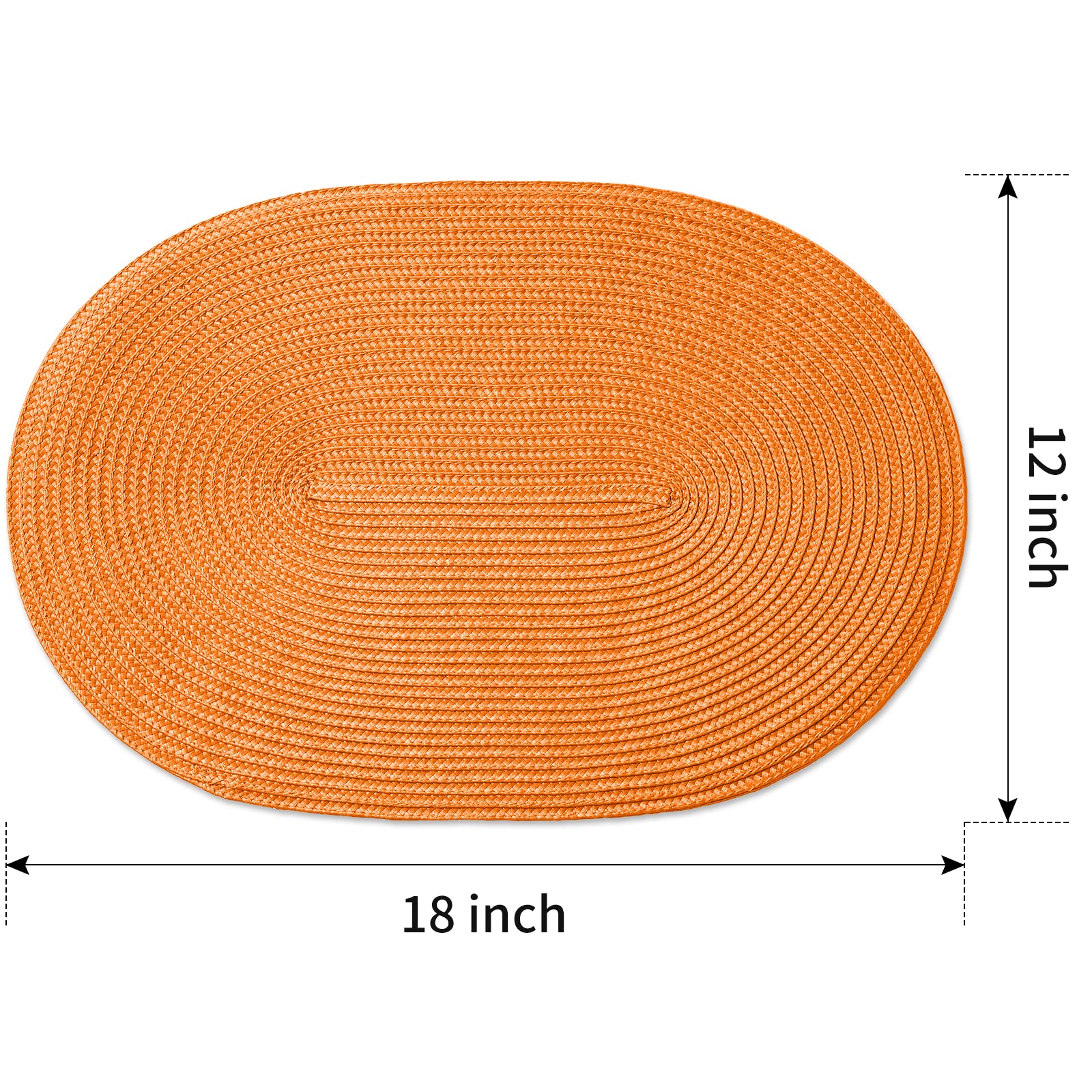 Funwheat Oval Braided Placemats Set Of 6 Table Mats For Dining Tables Woven Washable Non-Slip Shining Place Mats12X18 Inch Table