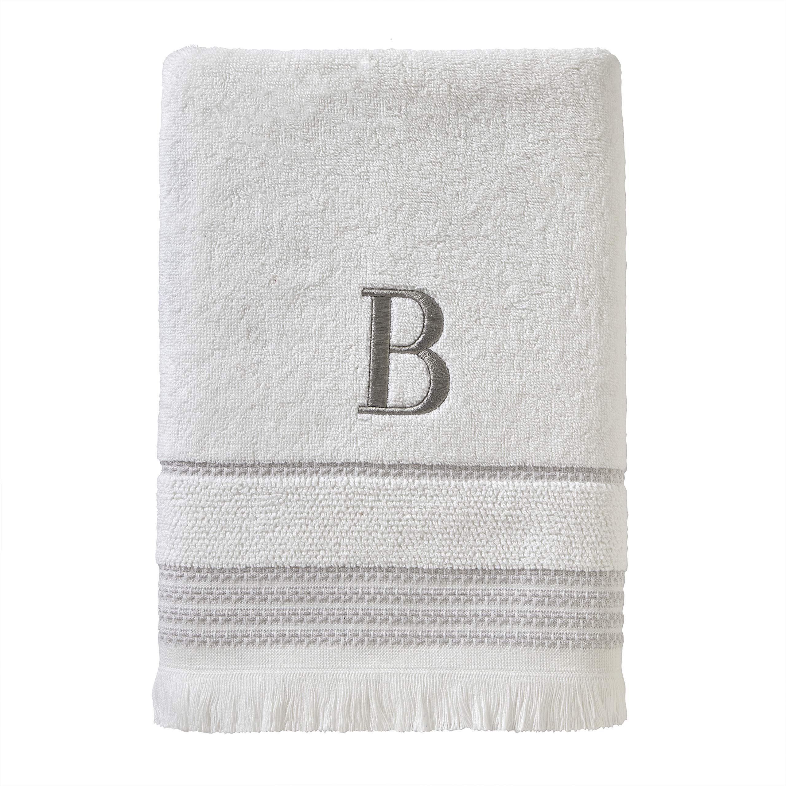 Skl Home Casual Monogram Bath Towel, B, 28X54, White