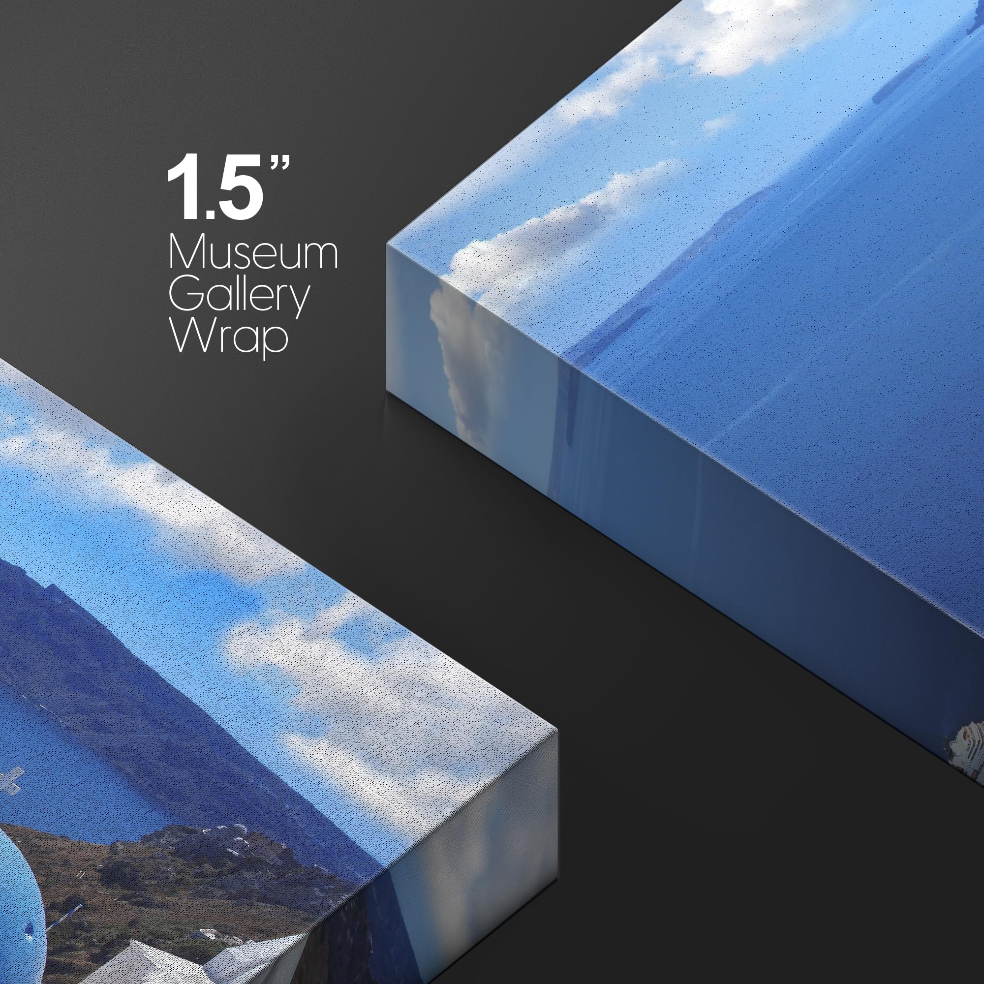 Beautiful Scenery Landscape Amazing Santorini With Churches And Sea View In Greece - Canvas Art Wall Art - 24'' X 36''