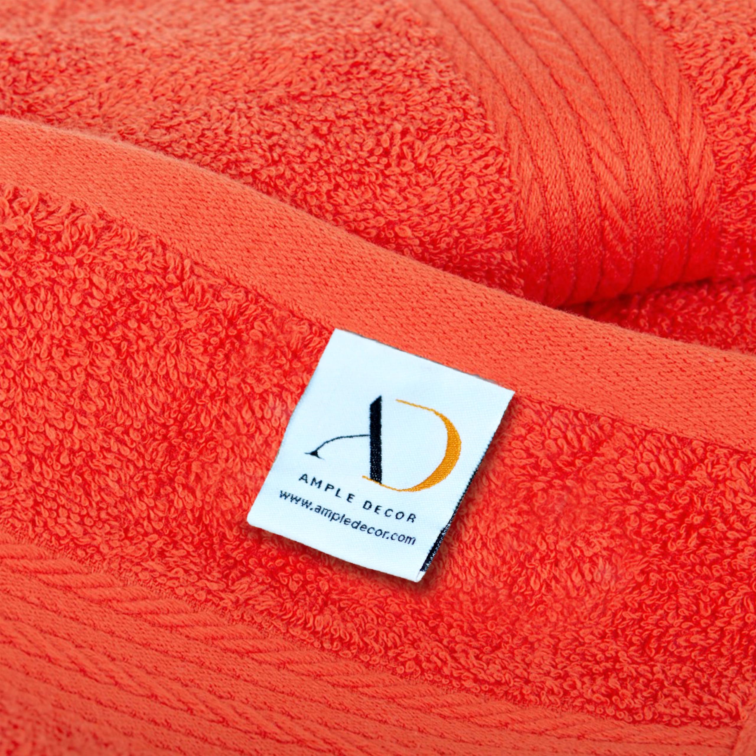Ample Decor 100% Cotton Luxury 6 Piece Towels Set  2 Bath Towels  2 Hand Towels  2 Wash Cloths for Bathroom - Orange Towel Sets